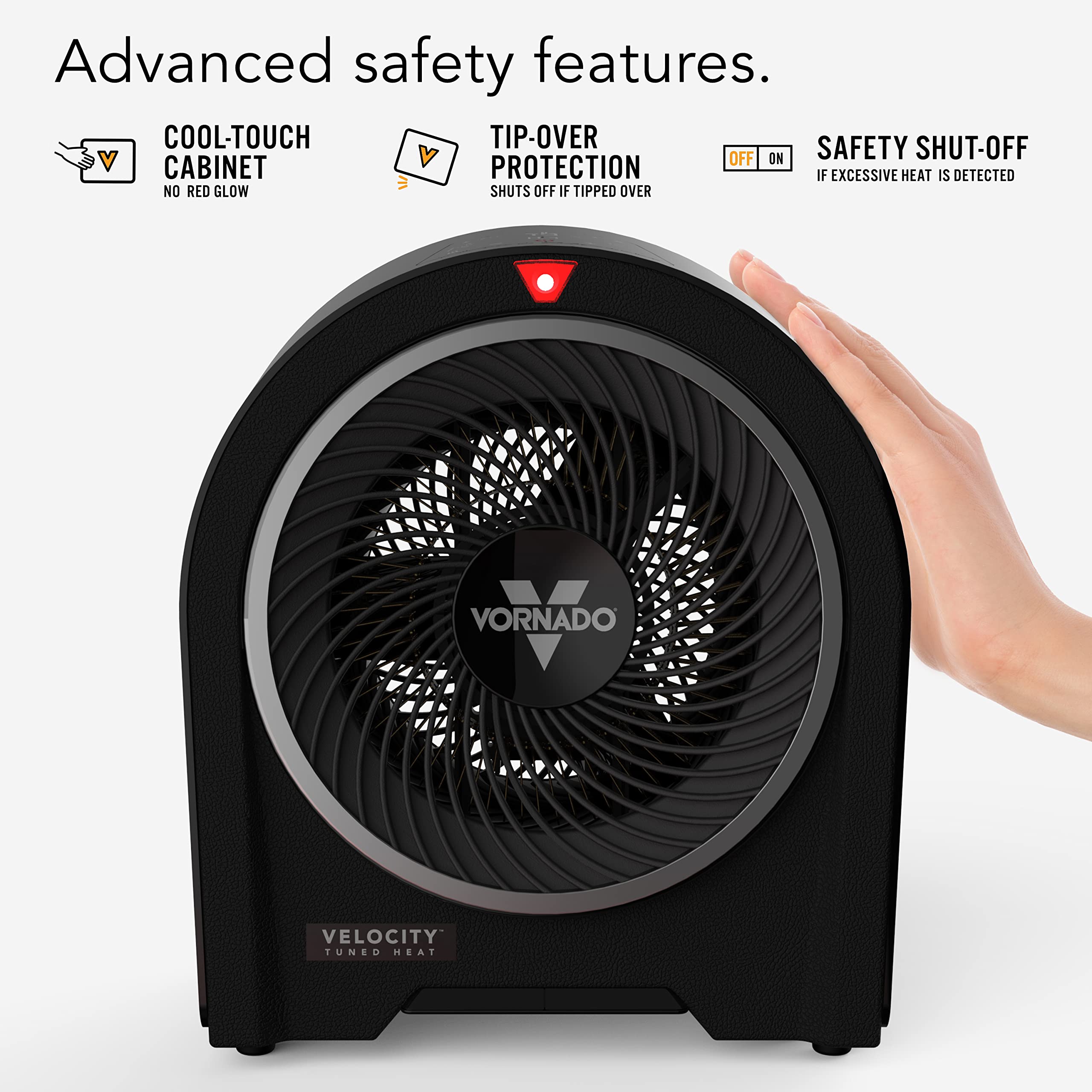 Vornado Velocity 5R Whole Room Space Heater with Remote Control - Powerful Quiet Heating for Bedroom, Office & Living Room - Energy Efficient Ceramic Heater in Black