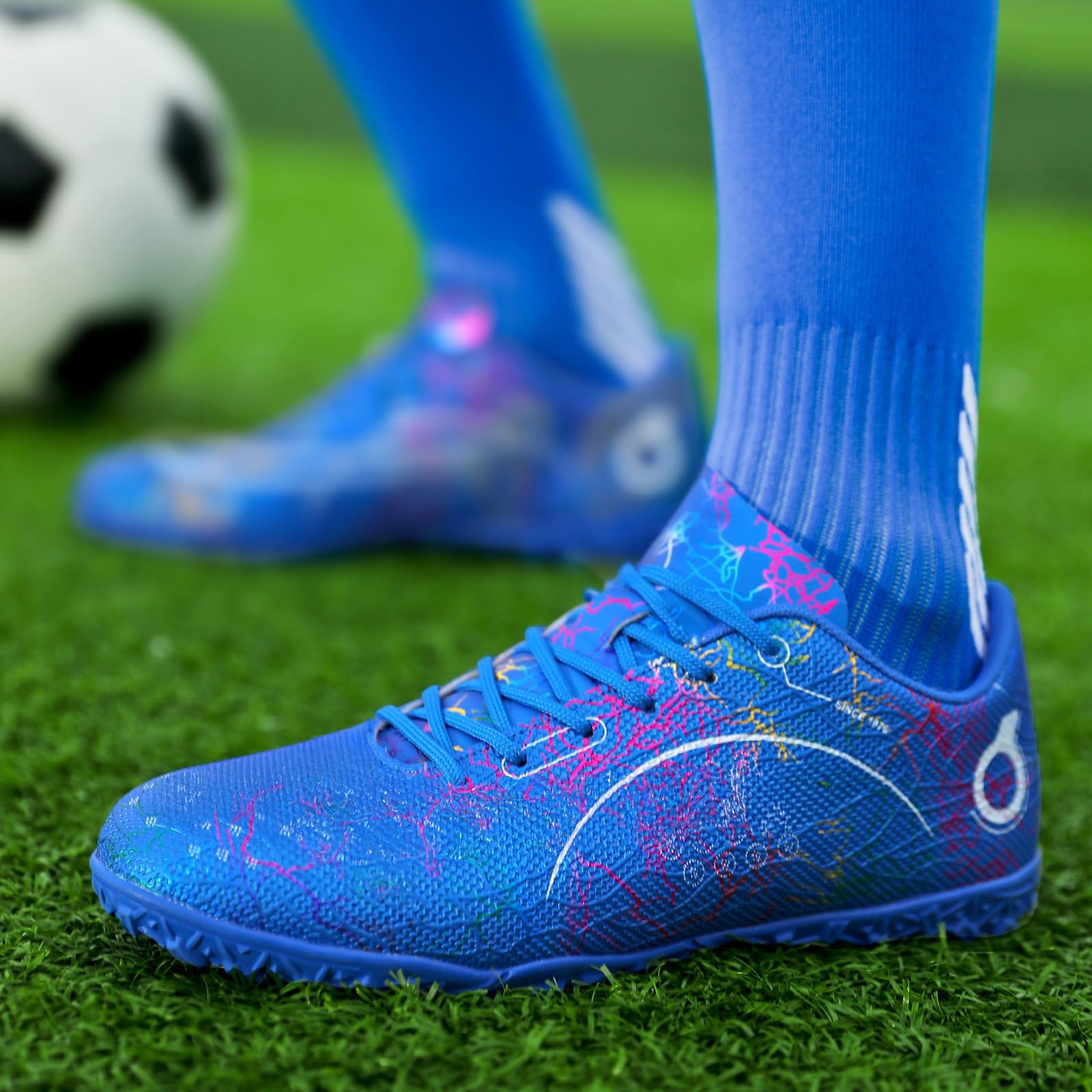 Youth Soccer Shoes for Boys & Girls - Firm Ground Turf Sneakers for Outdoor Training