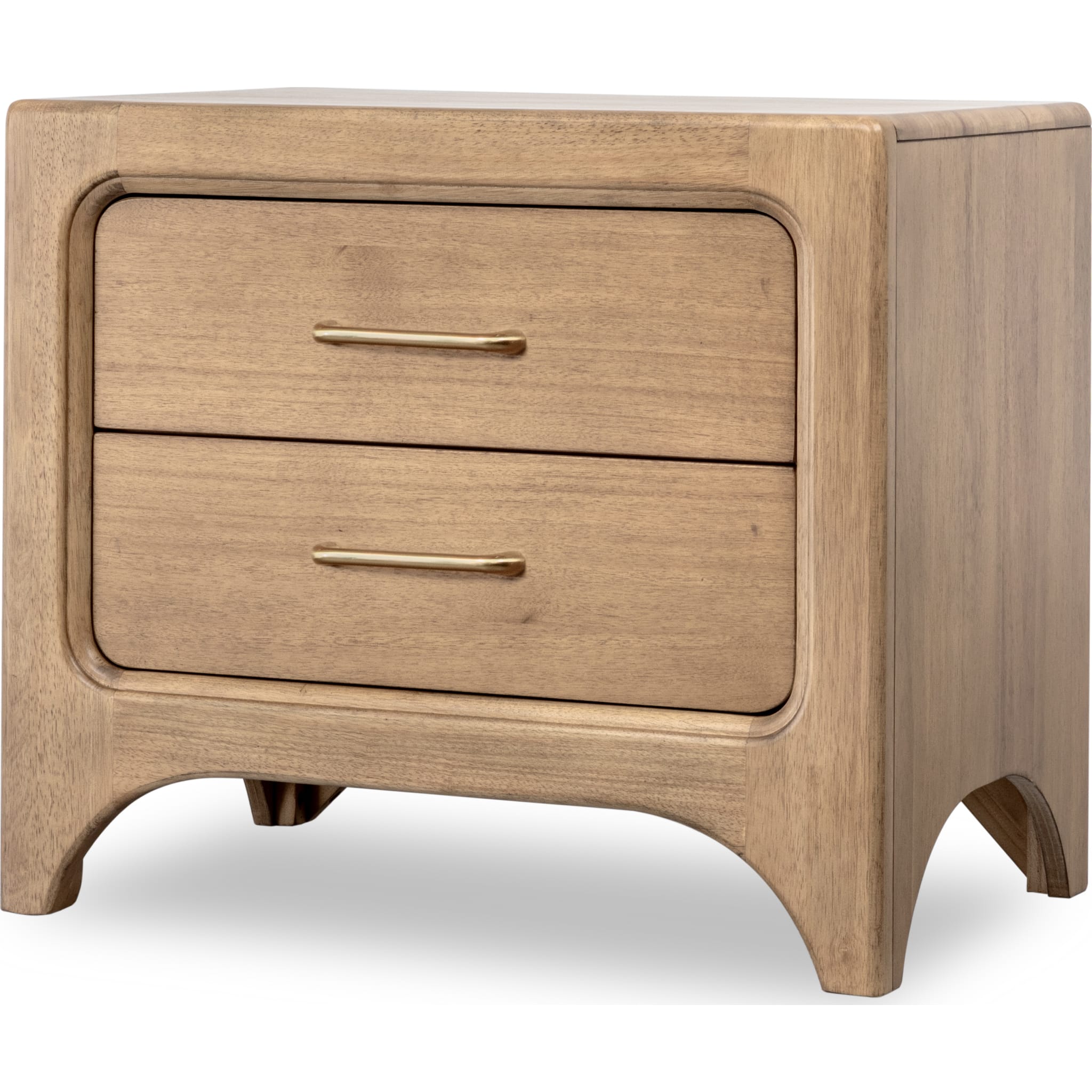 Brentwood 2 Drawer Nightstand with Charging Station in Birch - Perfect for Bedroom Storage and Device Charging