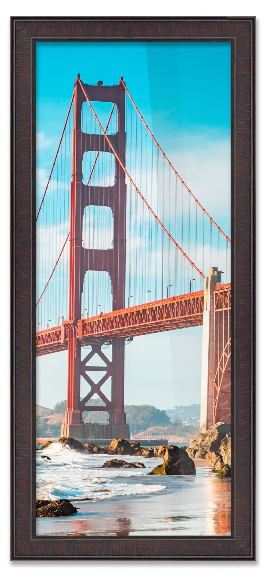 51x11 Inch Modern Brown Wood Picture Frame - Shatterproof UV Acrylic Front & Acid-Free Backing for Family Photos - Wall Display for Living Room, Bedroom, Office Decor