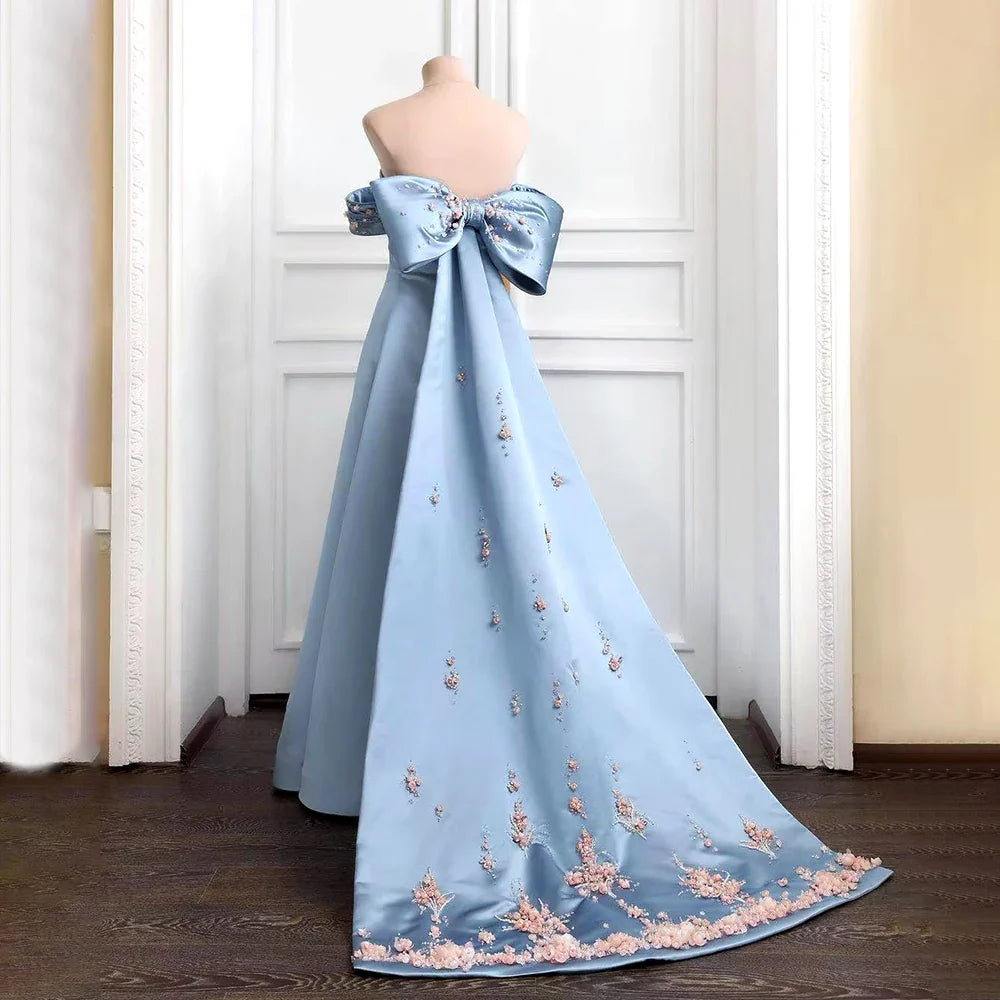 Luxury Dubai Arabic Blue Beaded A-Line Saudi Evening Gown LA72792 - Elegant Formal Dress for Weddings, Galas & Special Occasions