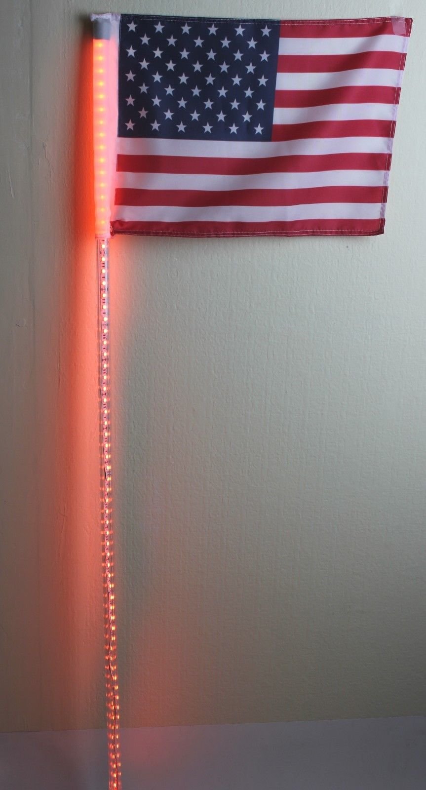 American Flag LED Light Bulb Whip - Quick Release, 6 Colors (Amber/Orange) - 4 Feet for Off-Road, Jeep, Truck & ATV Night Riding