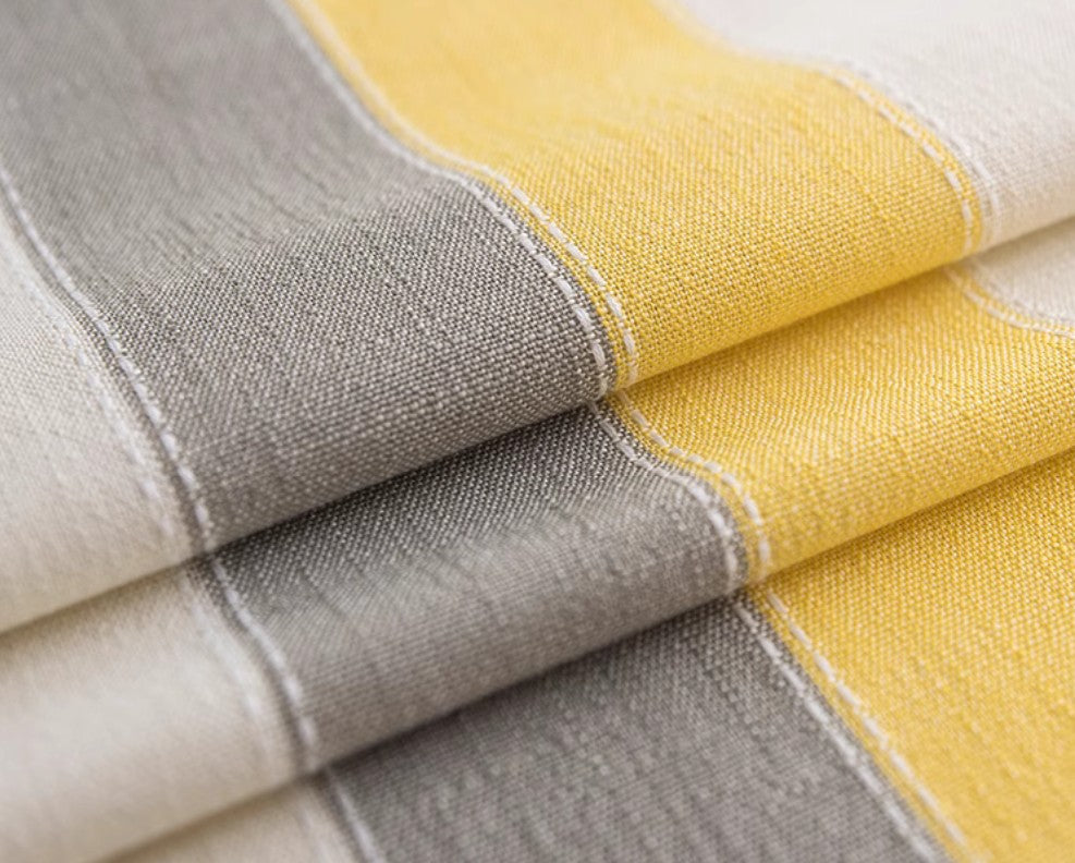 Yellow Stripe Cotton & Linen Tablecloth - Modern Rectangular Kitchen Table Cover for Dining Room & Oval Tables | Waterproof & Washable for Everyday Use & Special Occasions