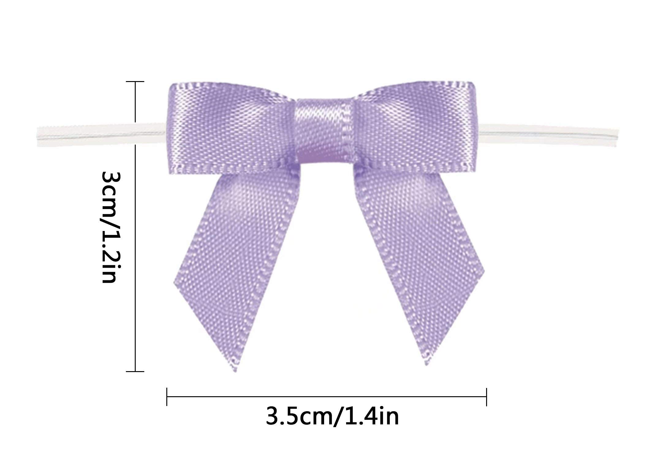50 Pack Thistle Gift Bows with Twist Ties for Bakery, Candy, Lollipop & Cello Bags - Perfect for Party Favors, Wedding Decorations & Gift Wrapping