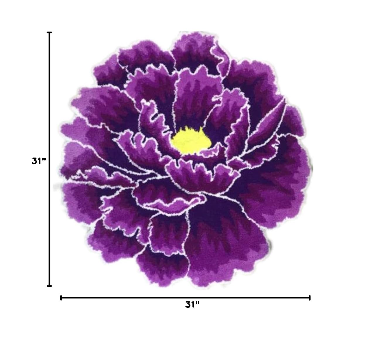 Purple Peony Flower Shaped Rugs - Plush Non-Slip Bath Mat & Washable Floral Area Rug for Bedroom, Kitchen, Bathroom | Soft Floor Decor for Home, Dorm, Nursery