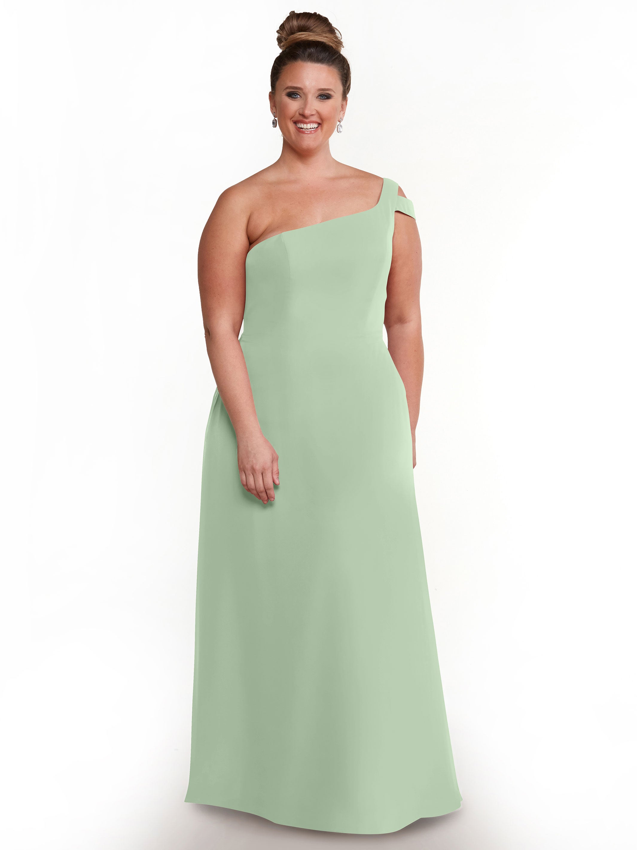 Elegant 80139 Chiffon A-Line One Shoulder Bridesmaid Dress with High Slit - Perfect for Weddings, Formal Events & Evening Parties