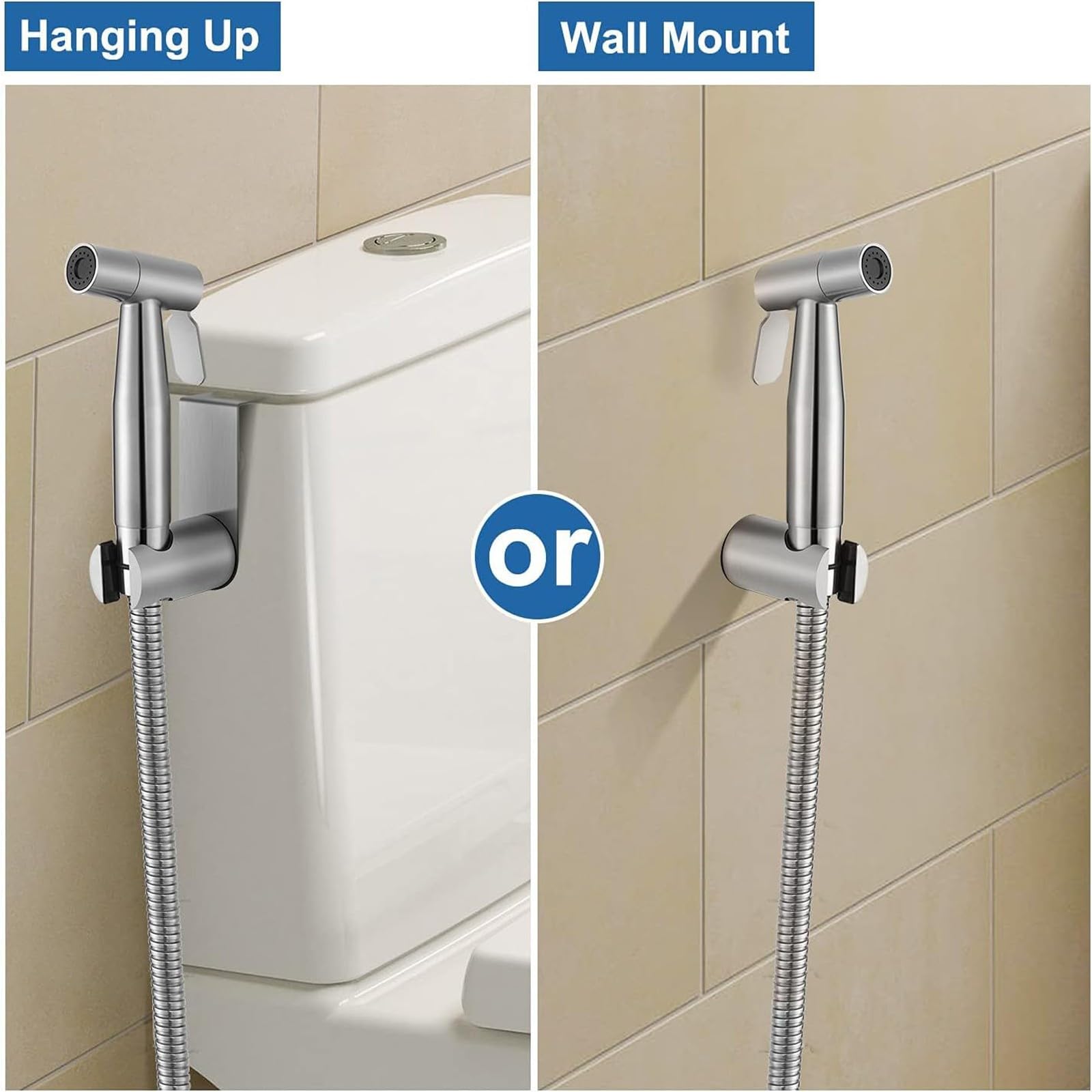 Stainless Steel Handheld Bidet Sprayer for Toilet - High Pressure Anti-Leak Hose Kit for Personal Hygiene, Baby Care & Toilet Cleaning (Silver) | Perfect for Bathroom Upgrades, Baby Diaper Changes & Enhanced Personal Cleanliness