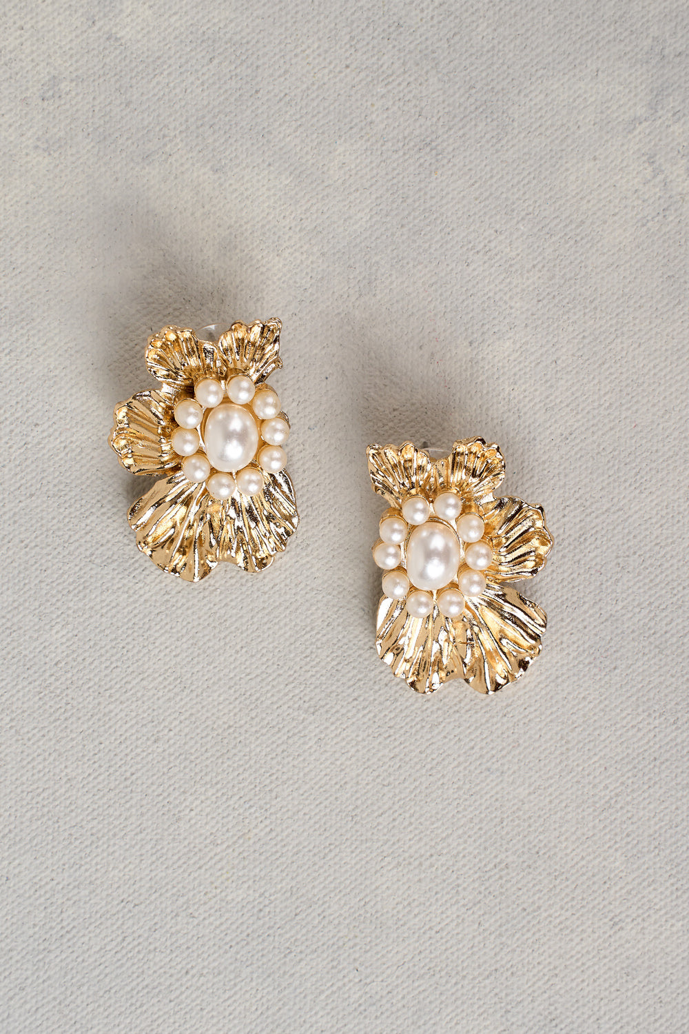 Monique Statement Floral Stud Earrings in Gold - Elegant Dangle Earrings for Women, Perfect for Weddings, Parties & Special Occasions