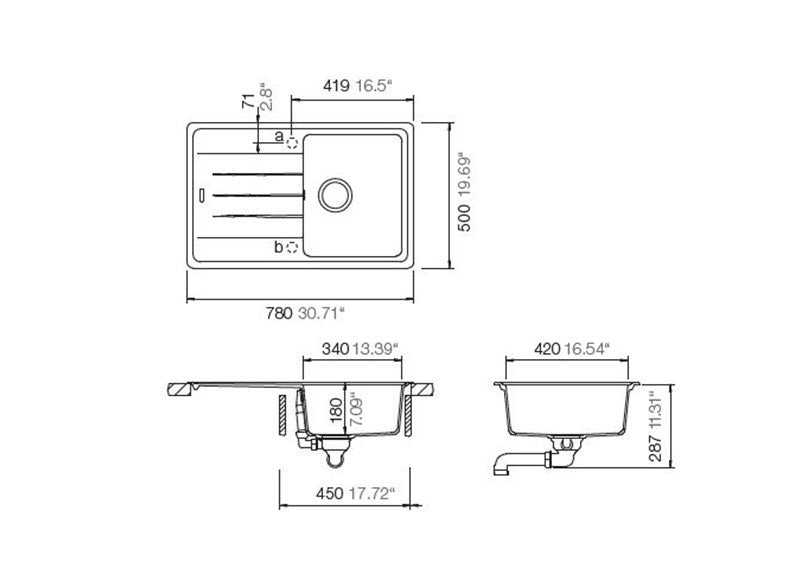 Abey ED 100SB Shock Element Single Bowl Kitchen Sink with Drainer - Perfect for Modern Homes, Apartments & Small Kitchens