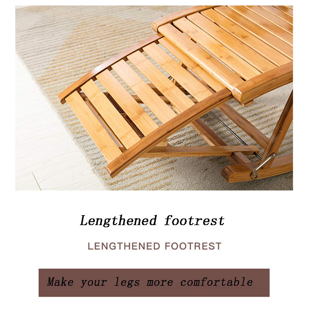 Premium Bamboo Rocking Chair with Foot Massage - Foldable, Adjustable & Portable Reclining Sun Lounger for Outdoor Relaxation, Backyard, Beach & Patio Use