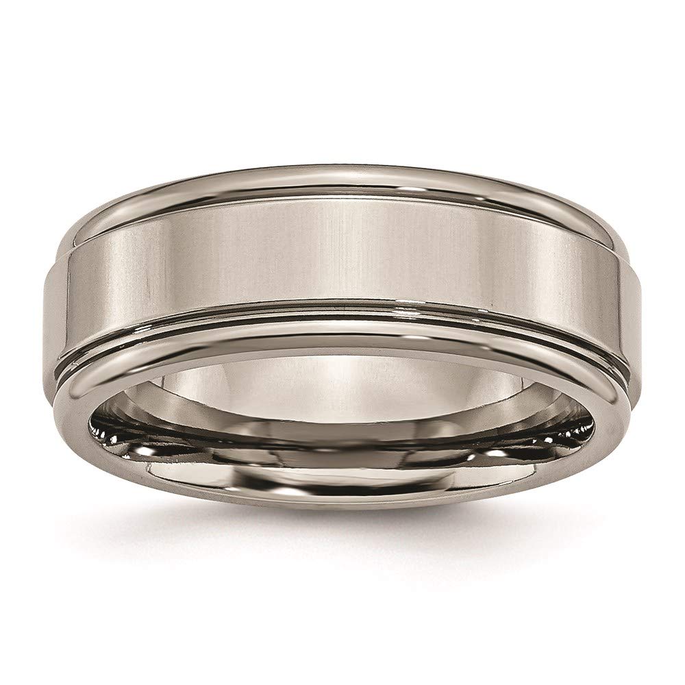 8mm Titanium Grooved Edge Wedding Band Ring for Women - Elegant Bridal Engagement Jewelry, Perfect Gift for Her - Ideal for Proposals, Anniversaries & Special Occasions