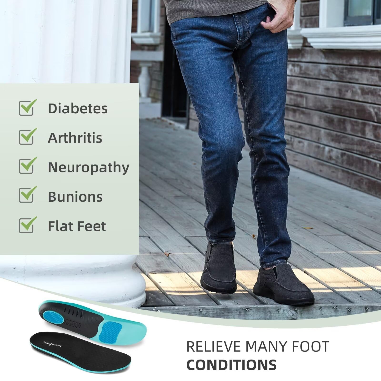 OrthoComfoot Men's Orthopedic Slip-On Shoes with Arch Support - Plantar Fasciitis Relief Loafers for Foot & Heel Pain - Comfortable Canvas Walking Shoes for Work, Travel & Daily Wear