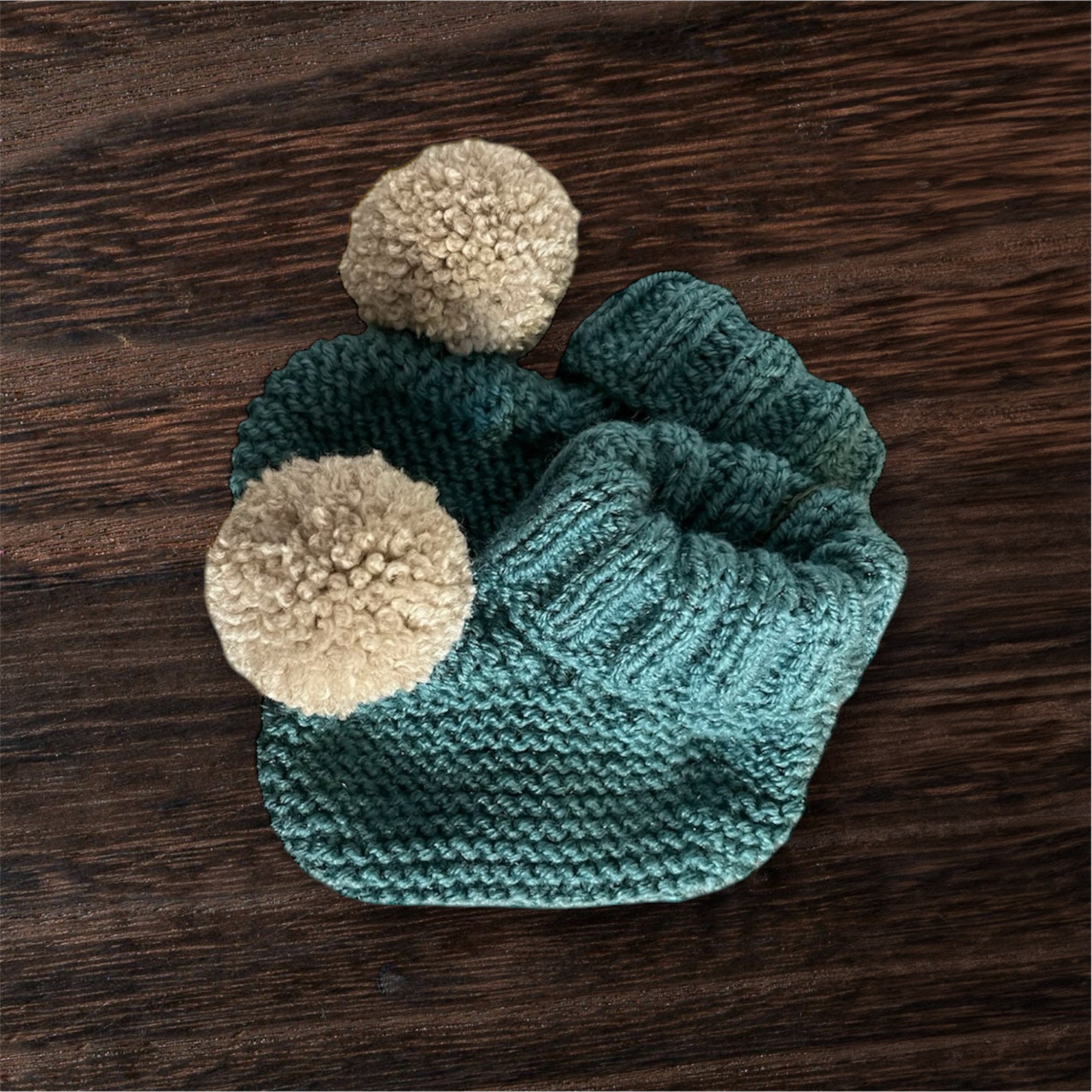 RKO Women's Blue & Sand Pom Pom Booties - Cozy Winter Ankle Boots for Casual Outfits & Holiday Parties