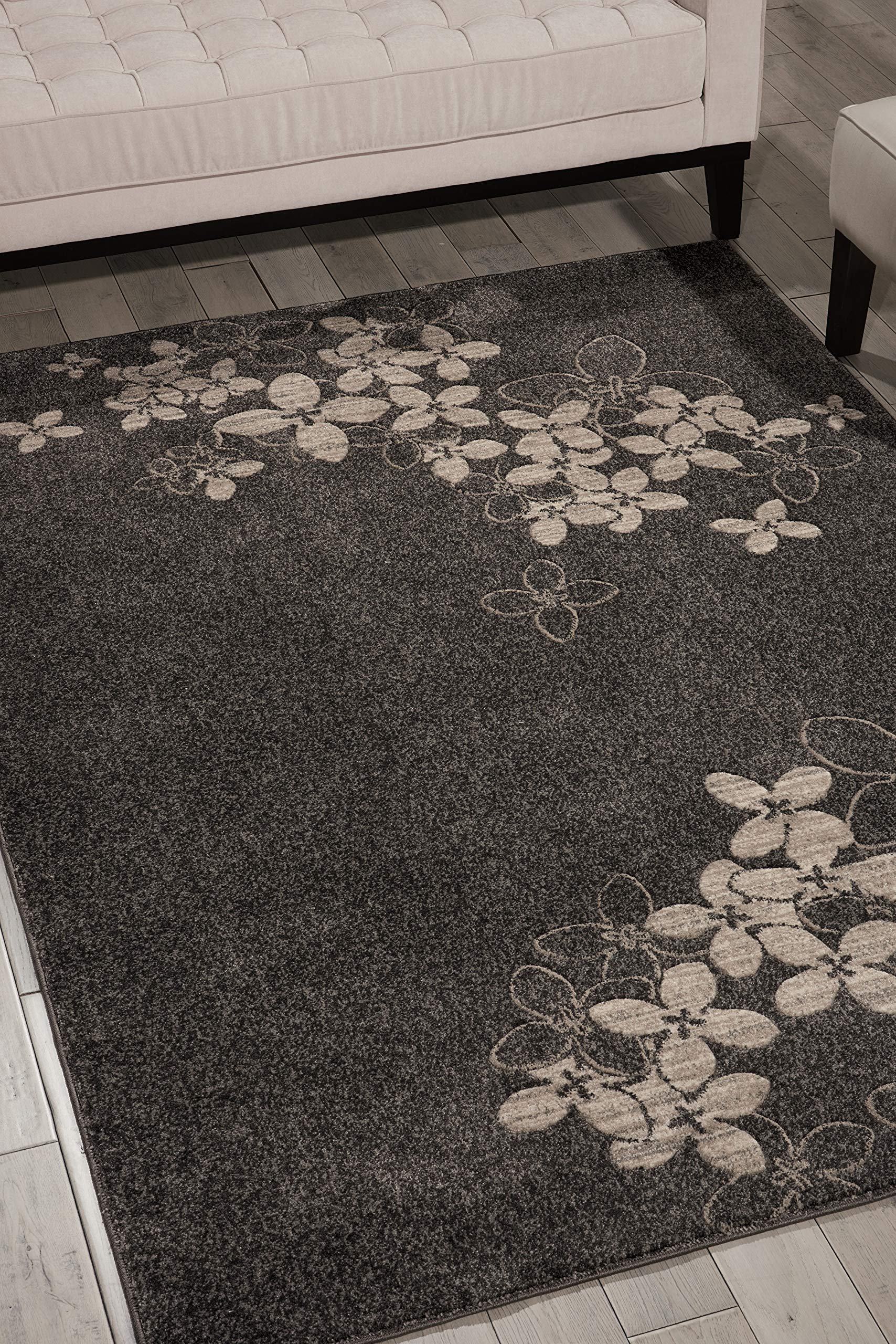 Nourison Maxell Contemporary Charcoal 4x6 Area Rug - Easy Clean, Non-Shedding, Stain Resistant - Perfect for Bedroom, Living Room, Dining Room & Kitchen - Soft & Durable Home Decor