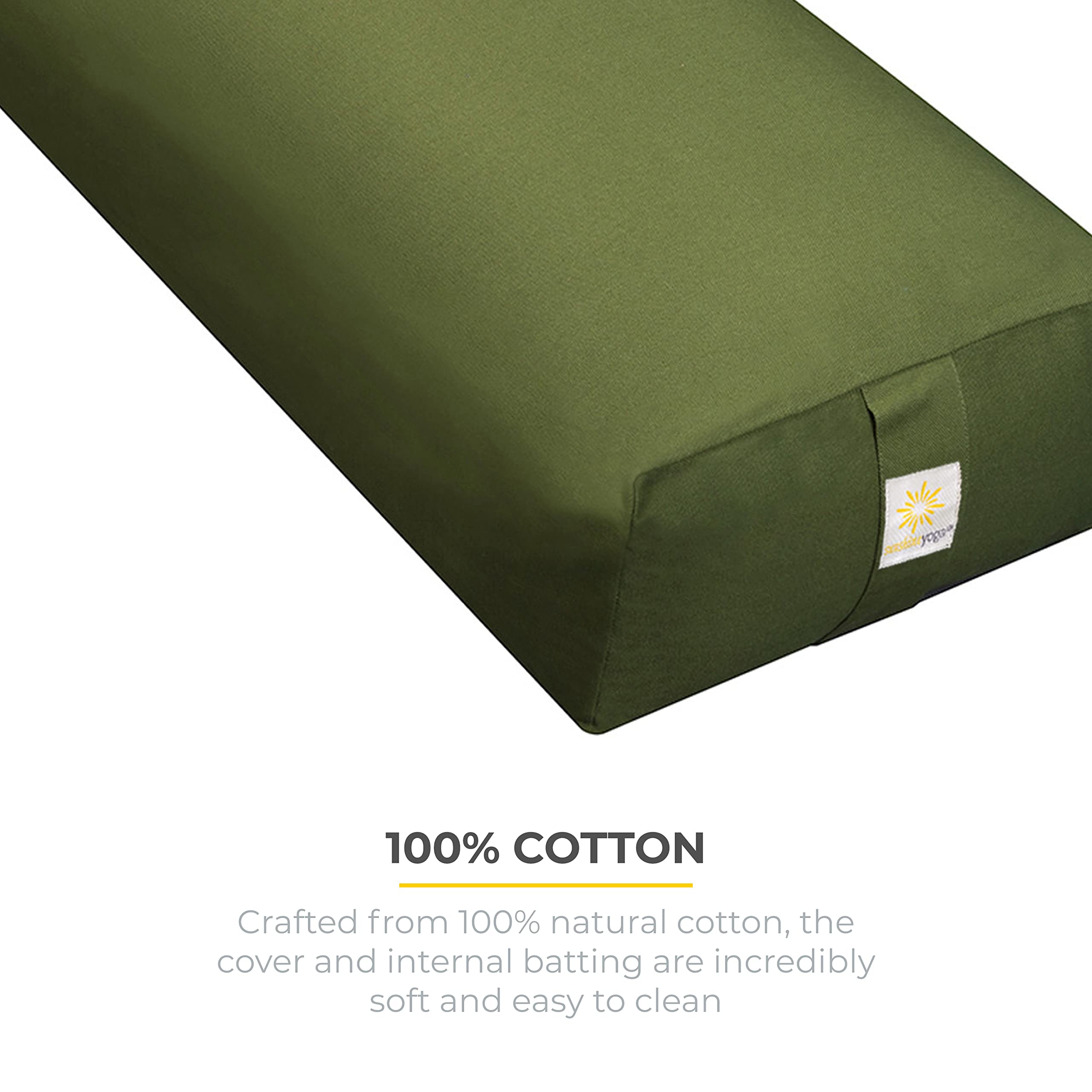 Premium Extra Firm Yoga Bolster Pillow 24x12x6 Inches - Cinched or Zippered Rectangular Yoga Cushion with Removable Cotton Cover for Yoga Studios, Home Practice, Meditation & Pregnancy Support (1/2/4 Pack Options)