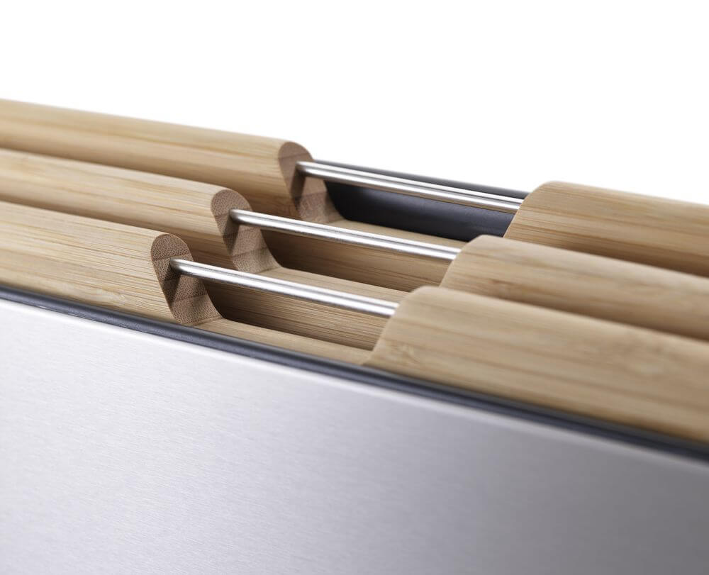 Joseph Joseph Folio Steel 3-Piece Bamboo Cutting Board Set - Durable Wooden Chopping Boards for Kitchen, Meat, Vegetables & Cheese - Perfect for Food Prep, Cooking & Serving