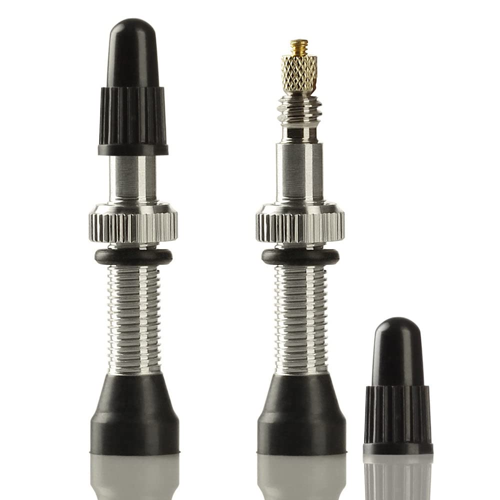 Premium Tubeless Presta Valve Stems for Bike Tires - Compatible with Mountain & Road Bicycles - Durable Black & Silver Alloy - Perfect for Cycling, Commuting & Off-Road Adventures