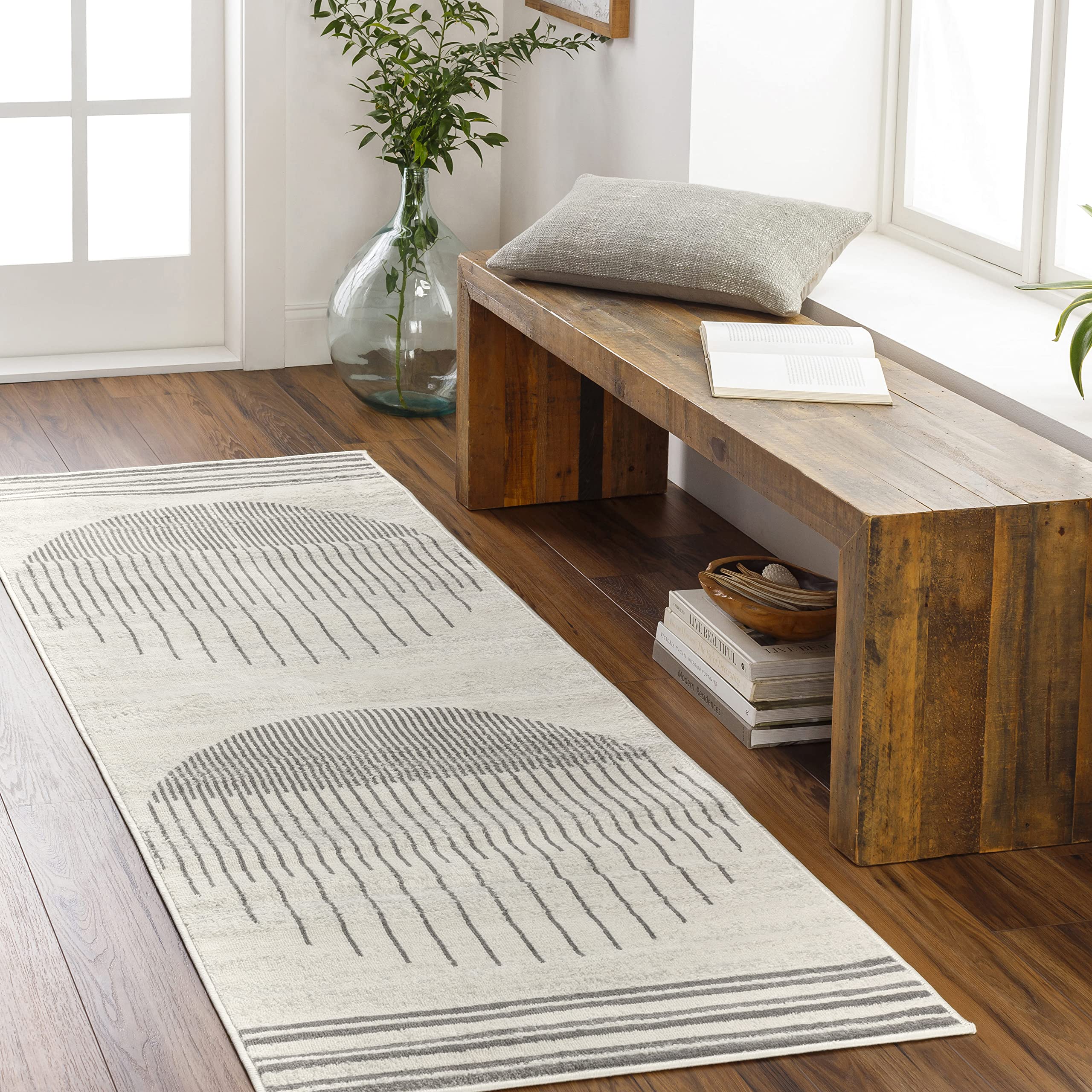 Mark&Day 5x7 Modern Ivory Area Rug - Soft Beige Grey Black Carpet for Living Room, Bedroom, Kitchen - Non-Slip & Durable (5'3