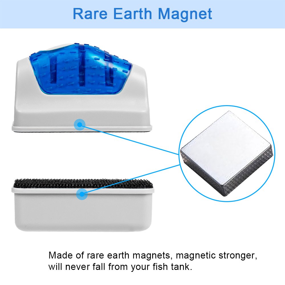 Magnetic Aquarium Cleaner - Fish Tank Glass Scrubber & Algae Remover (2-Pack) for Freshwater & Saltwater Tanks - Easy Cleaning Brush with 1 Year Warranty - Perfect for Home, Office & Pet Store Aquariums