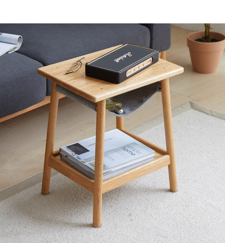 Solid Oak Wood Modern Nordic Side Table - Stylish End Table for Living Room, Bedroom, or Office - Perfect for Coffee, Books, and Decor
