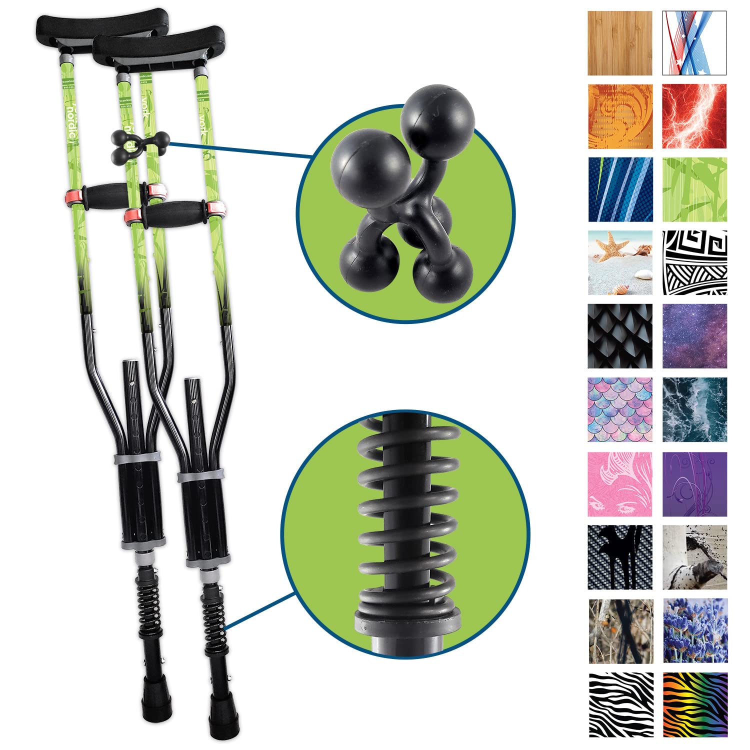 York Nordic - Adjustable Spring Cushion Crutches for Adults (4'7