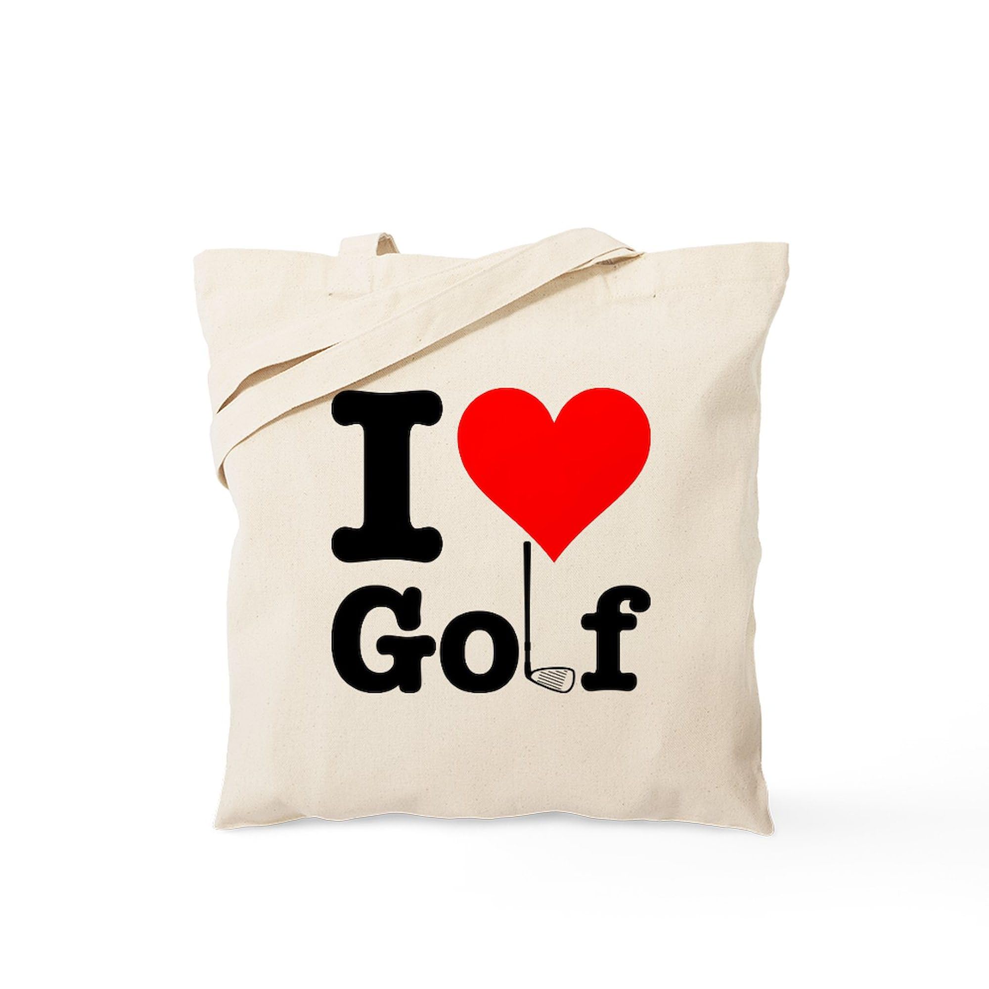 I Heart Golf Tote Bag - Natural Canvas Reusable Shopping Bag for Golf Lovers | Eco-Friendly Grocery & Beach Tote | Perfect for Golf Outings, Shopping & Daily Use