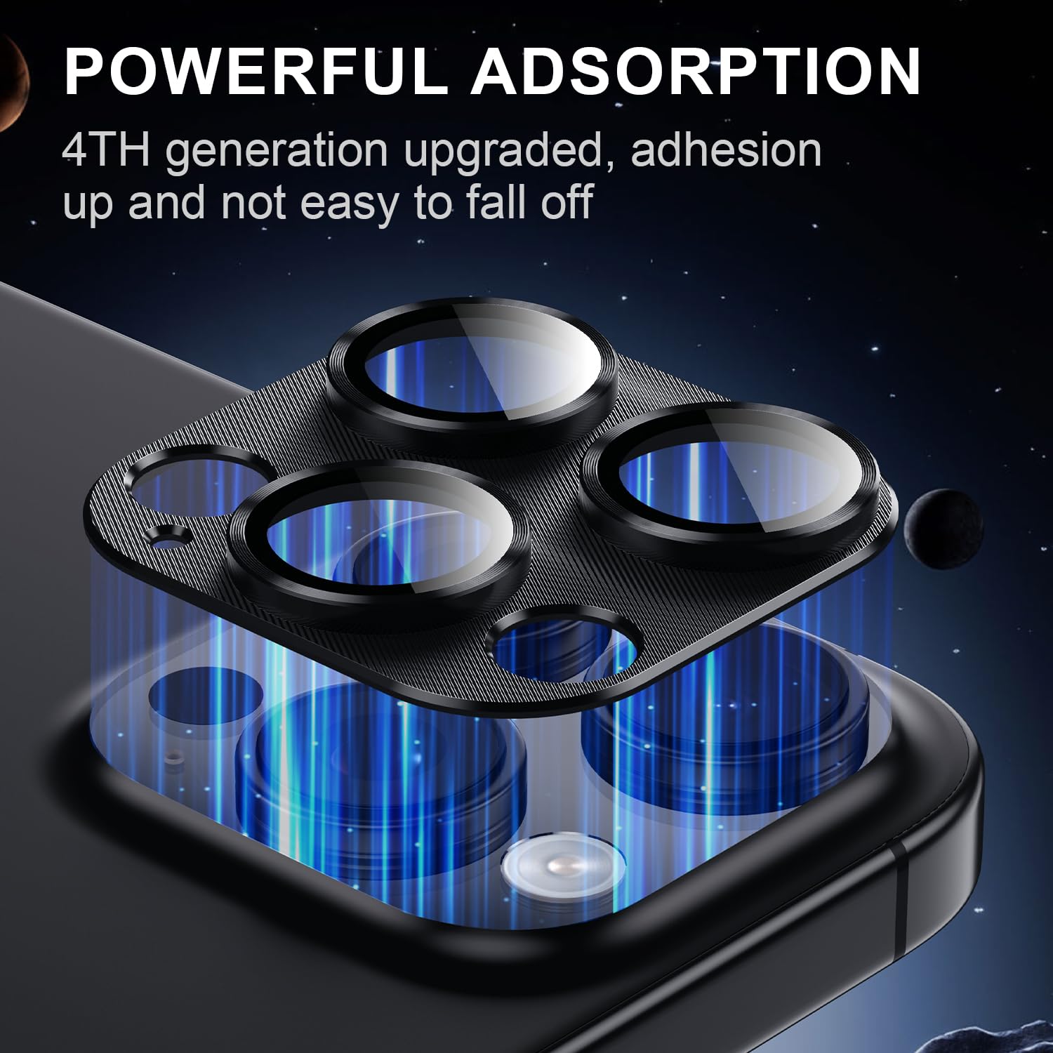 Korecase iPhone 16 Pro Max/Pro Metal Tempered Glass Camera Lens Protector - Black Titanium Case-Friendly Cover Film for Rear Lens - Perfect for Outdoor Photography & Travel Protection