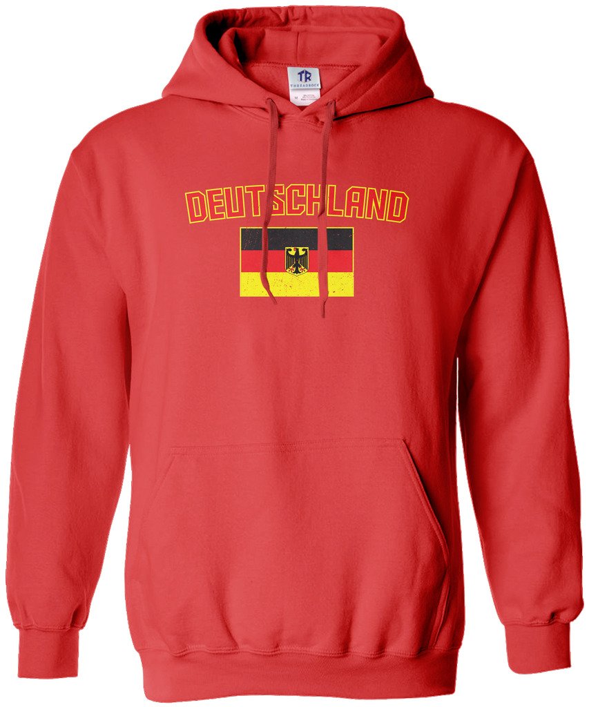 Threadrock Women's Deutschland Flag Hoodie Sweatshirt - German Pride Pullover with Front Pocket, Soft Fleece Lining for Casual Wear & Outdoor Activities