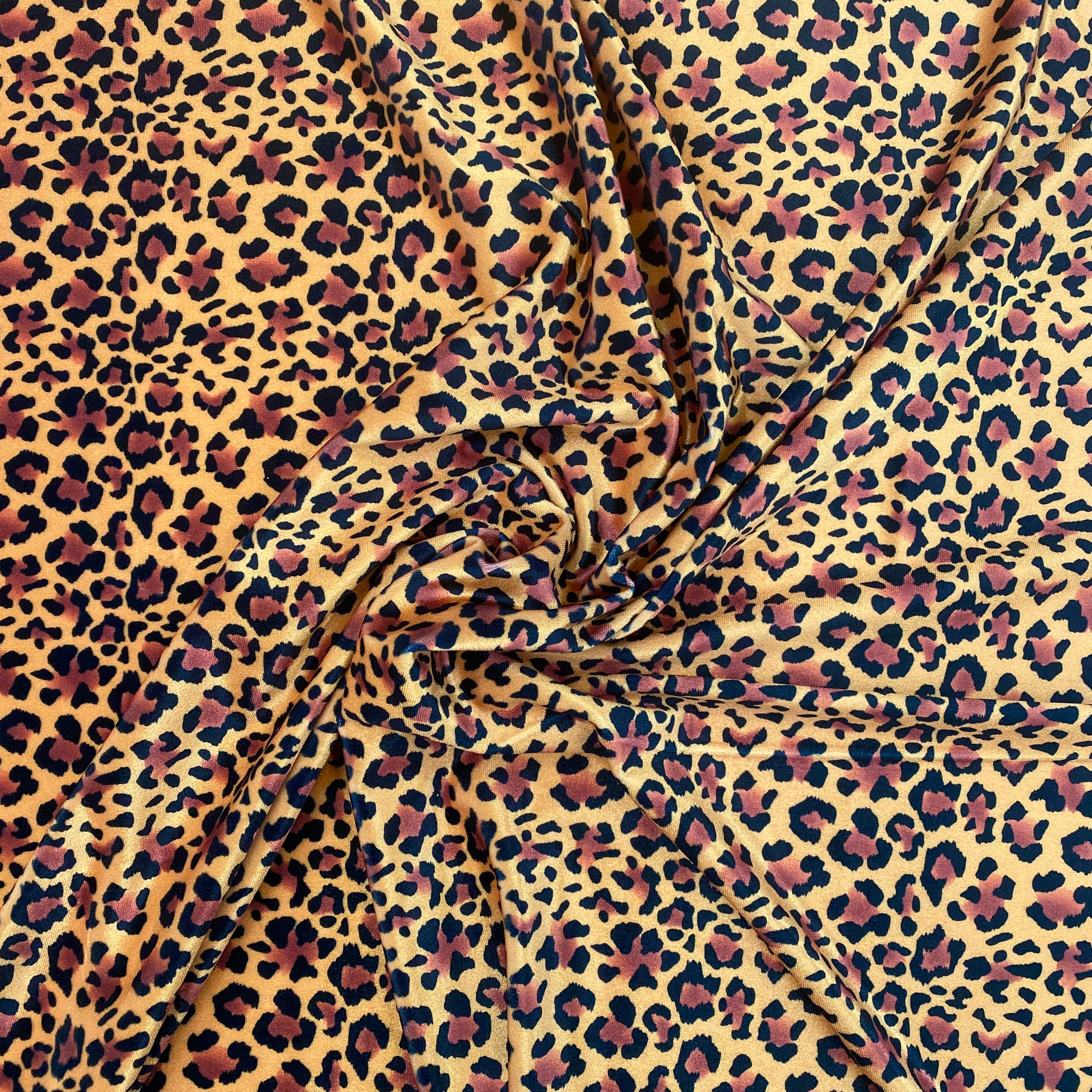 Digital Print Two-Way Stretch Velvet Cougar Gold Fabric - Soft & Luxurious Material for Upholstery, Dresses & Home Decor