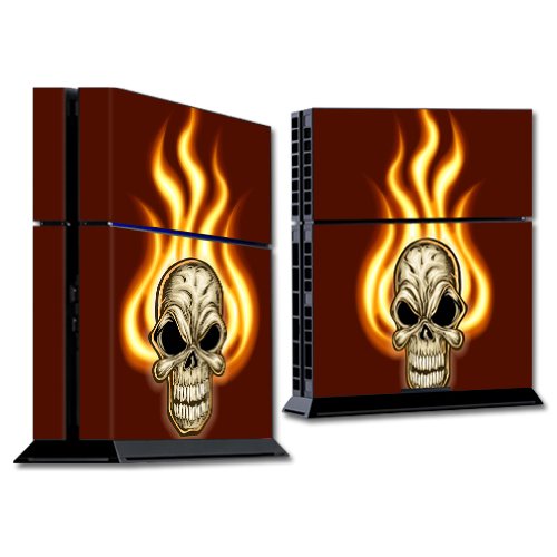 MightySkins Custom Vinyl Skin Wrap Sticker for Sony PlayStation 4 (PS4) Console - Burning Skull Design | Protective Cover for Gaming Setup & Personalized Decoration