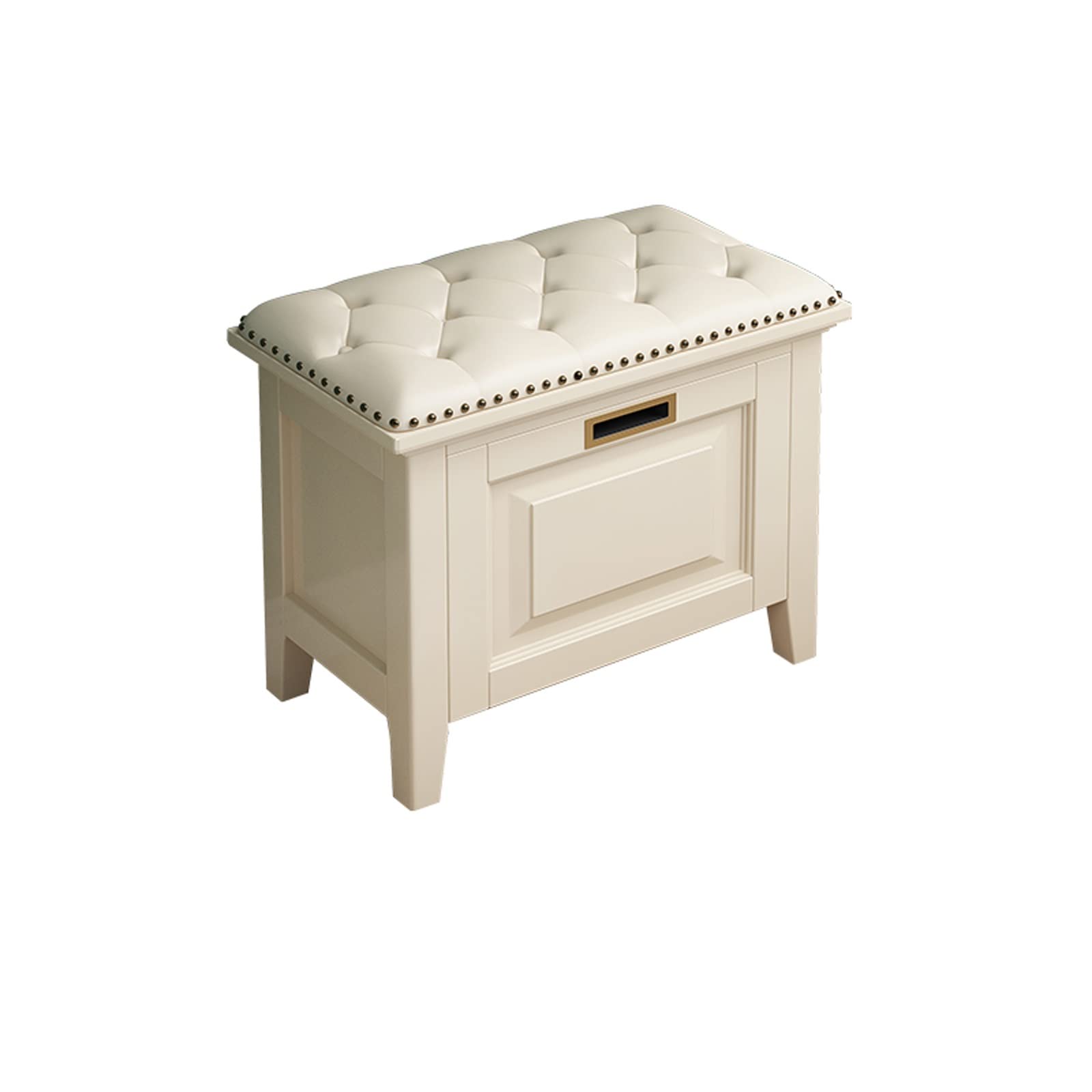 AVLUZ White Shoe Bench with Flip-Drawer & Padded Seat Cushion - Hallway Storage Cabinet, Tipping Bucket Hidden Shoe Organizer - Perfect for Entryway, Mudroom, Bedroom & Closet Organization