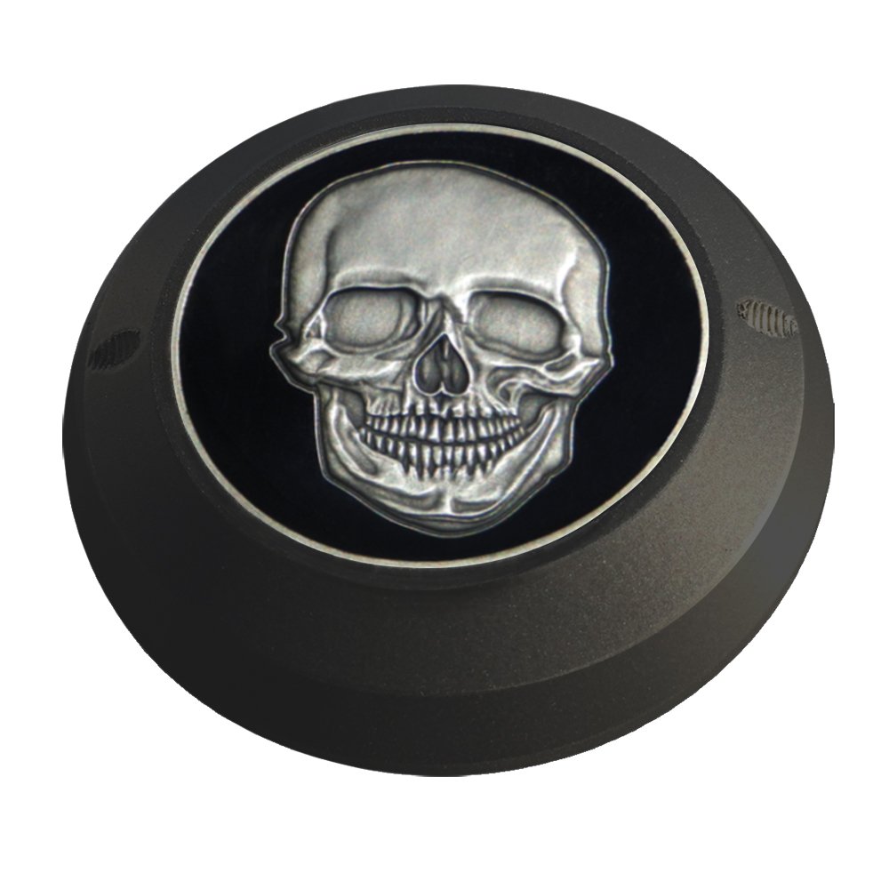 Indian Black Gas Cap Coin Mount Set with Skull & Crossbones for Indian Chieftain, Chief Classic, Vintage, Dark Horse, Roadmaster - Motorcycle Accessories for Customization & Style Upgrade