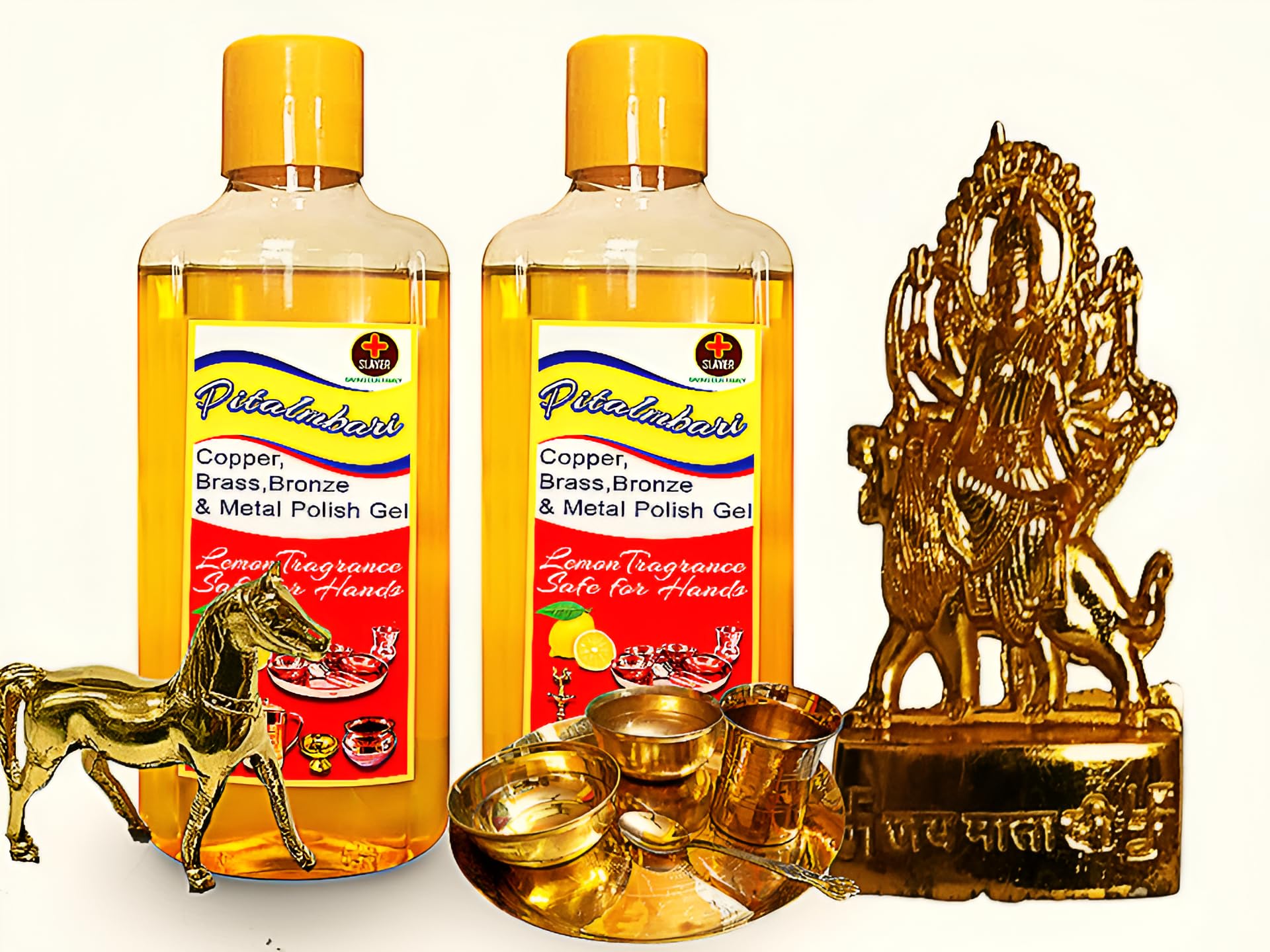 Pitalmbari Gel - Premium Copper & Brass Cleaner with Anti-Tarnish Formula for Jewelry, Statues & Home Decor - 200ml (Pack of 2) - Perfect for Restoring Shine to Antiques, Kitchenware & Decorative Items