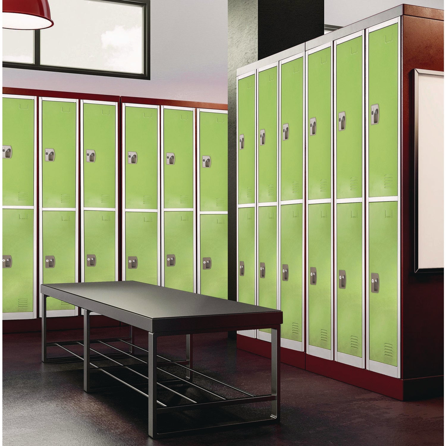 AdirOffice Steel Storage Locker - 2 Compartment Metal Locker Cabinet, 12x12x72 Inches, Green - Perfect for Schools, Gyms & Office Storage Organization
