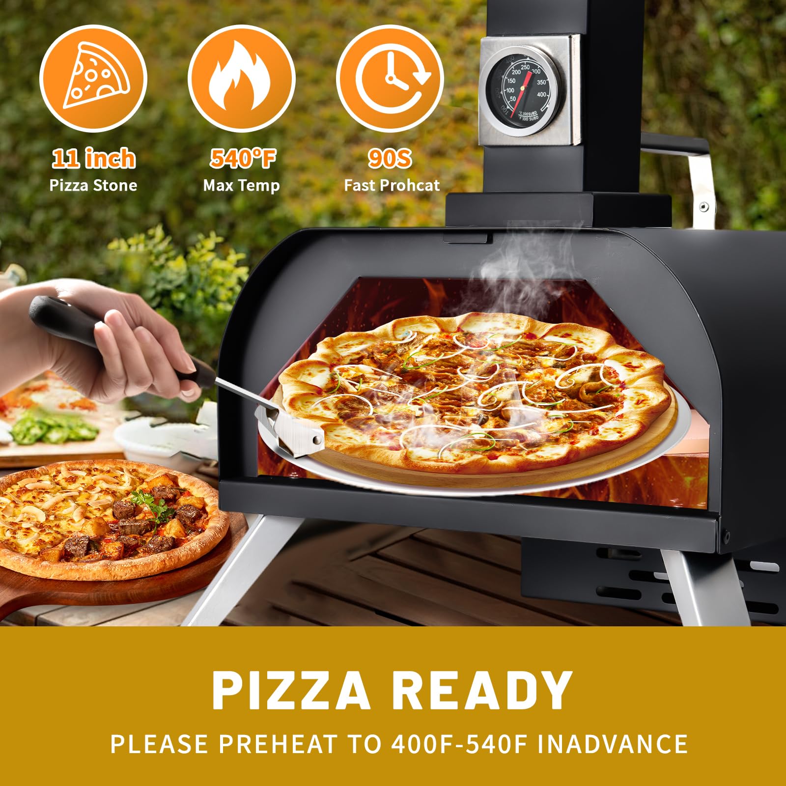 360° Rotating Pizza Stone for Outdoor Wood Oven - Perfect for Backyard Cooking, Camping & Wood-Fired Pizza Parties