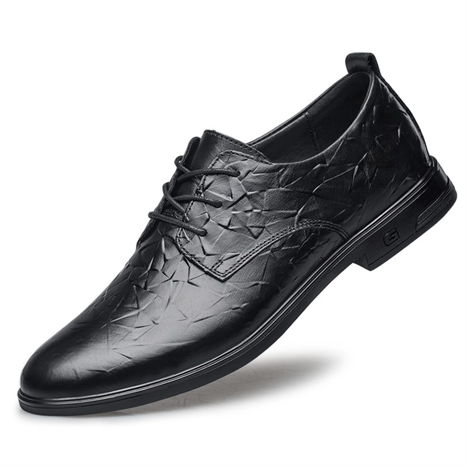 Men's Leather Dress Shoes - Formal Lace Up Derby Shoes with Floral Round Burnished Toe | Anti-Slip Non-Slip Resistant Classic Design | Perfect for Business, Office, Wedding & Special Occasions