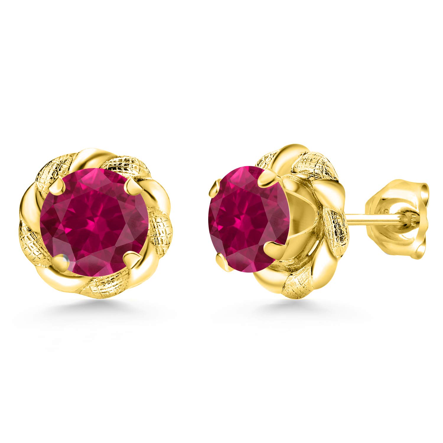 Gem Stone King 925 Sterling Silver 6MM Round Birthstone Flower Stud Earrings for Women & Men - Perfect Gift for Anniversary, Birthday & Mother's Day Jewelry