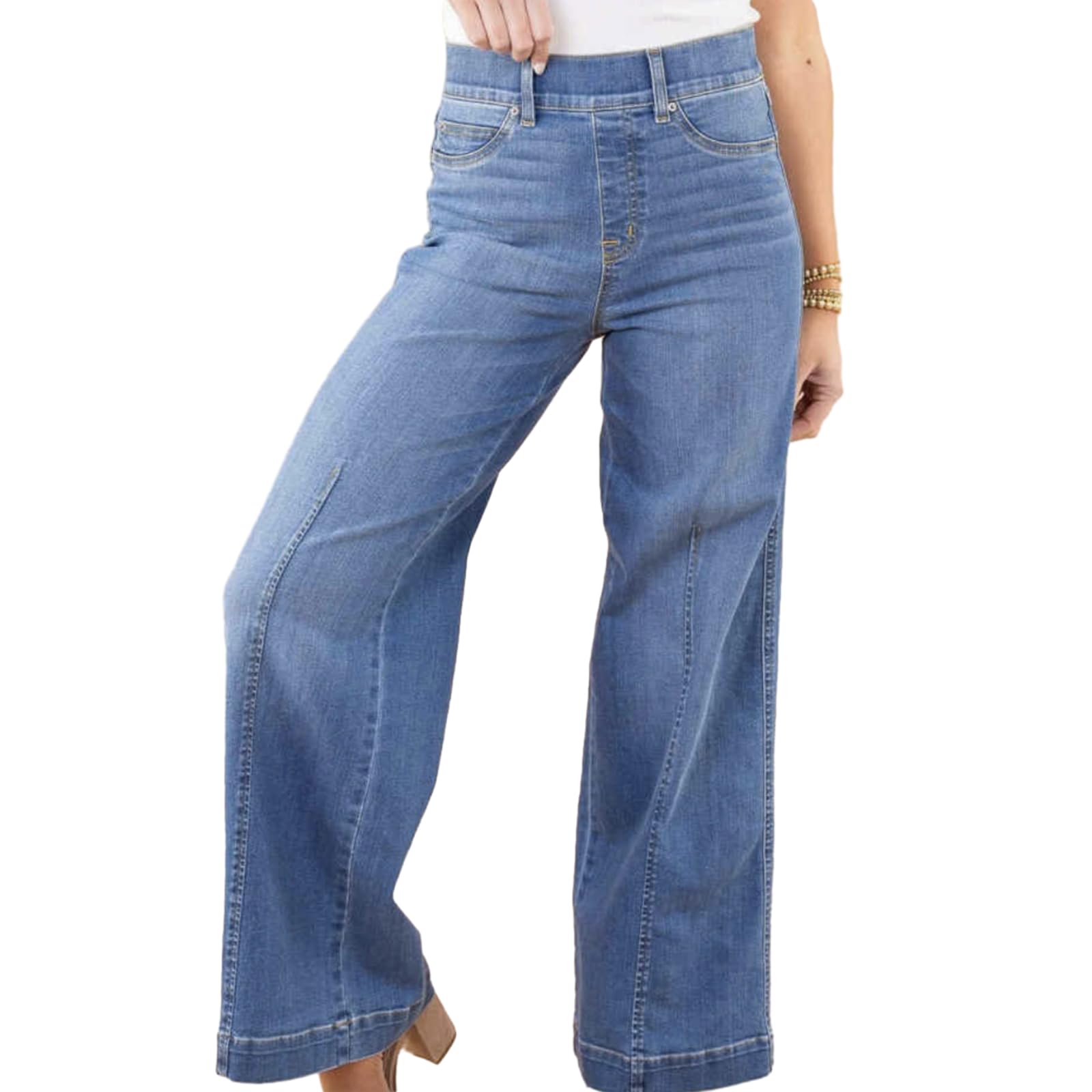 Spacehy High-Waisted Wide Leg Jeans with Front Seam Detail | Stretch Denim Pants for Women | Perfect for Casual Outfits, Office Wear & Date Nights