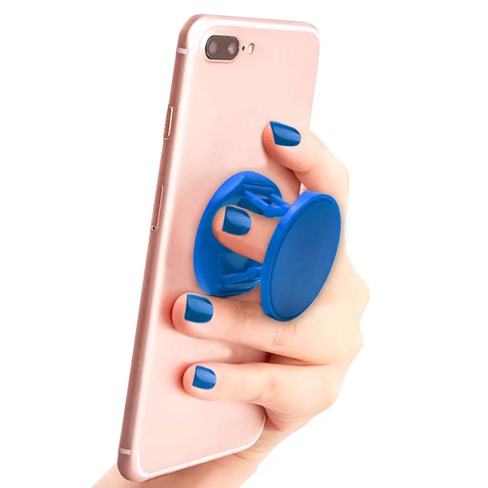 Non-Slip Phone Grip Stand for iPhone 14/13/12 & Samsung Galaxy S23/S22 - Ergonomic Blue Phone Holder for Desk, Car & Travel Use