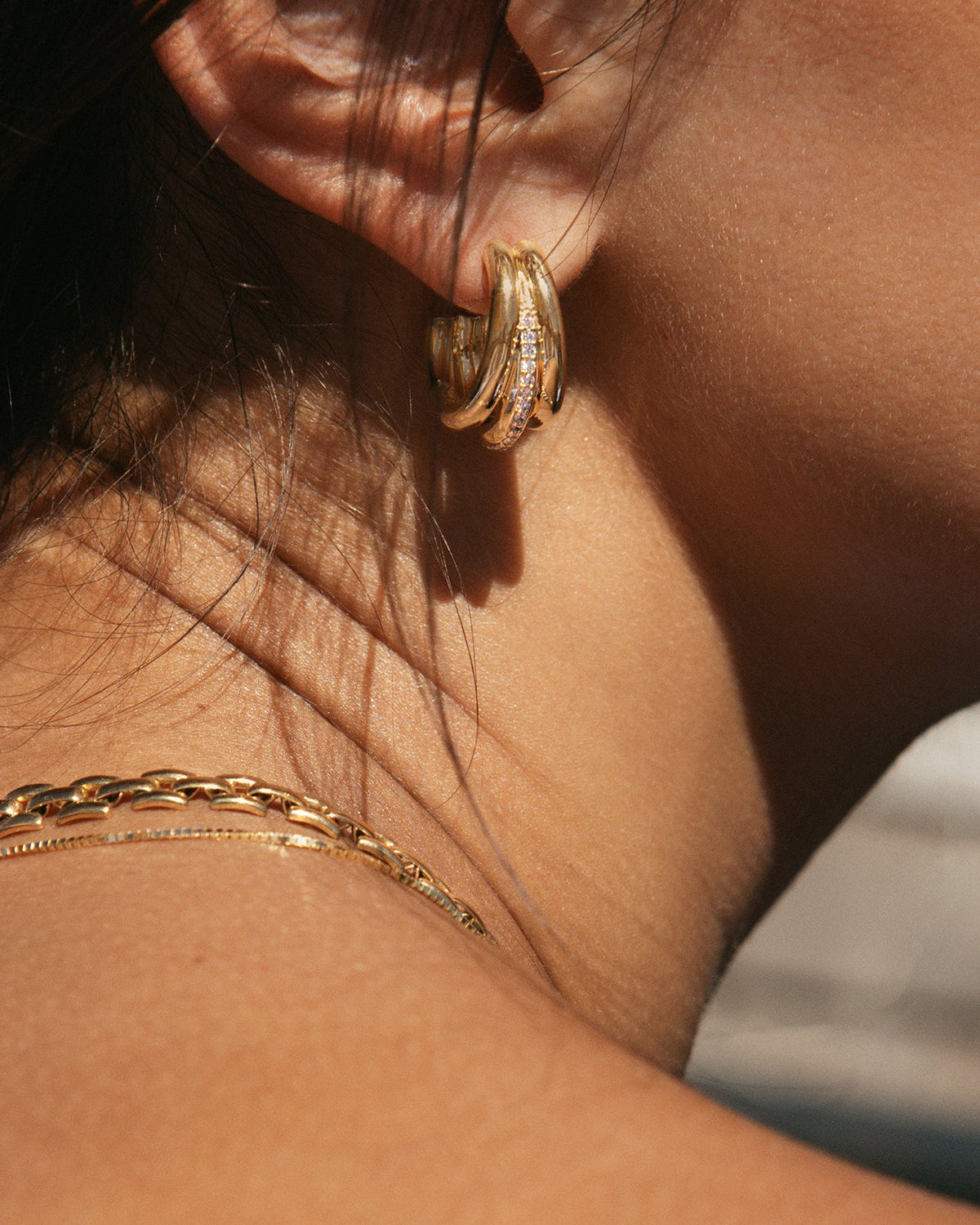 Triplette Pavé Hoops - Elegant Diamond Studded Earrings for Women | Perfect for Parties, Weddings & Special Occasions