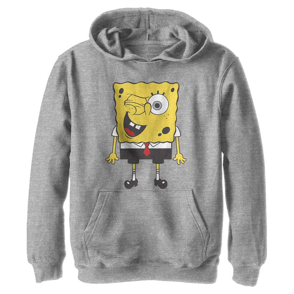 Nickelodeon Kids' Hooded Sweatshirt with Spongebob Print - Long Sleeve Fleece Pullover with Kangaroo Pocket for Boys & Girls - Perfect for School, Playdates & Outdoor Activities