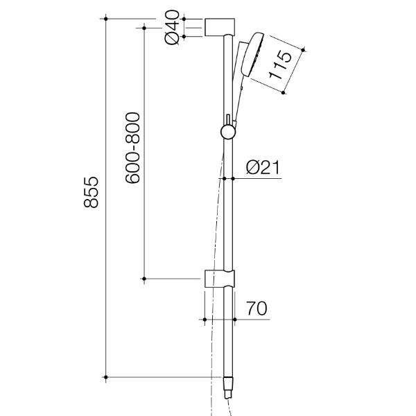 Caroma Contura II Rail Shower System in Brushed Brass - Modern Bathroom Shower Rail for Luxurious Spa Experience at Home