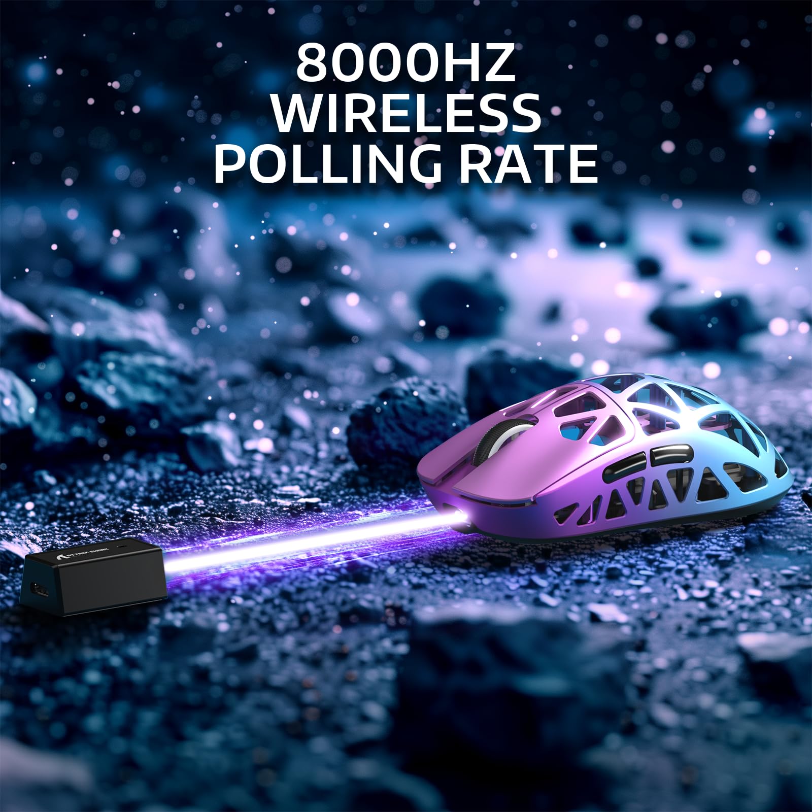 Attack Shark R2PRO 45g Ultra-Light Magnesium Alloy Gaming Mouse - PAW3950 Sensor, 42000 DPI, 8000Hz Polling Rate, 2.4G/BT/Wired, Programmable Buttons with Coiled Cable for PC & Mac (Purple) - Perfect for FPS, MOBA & Esports Gaming