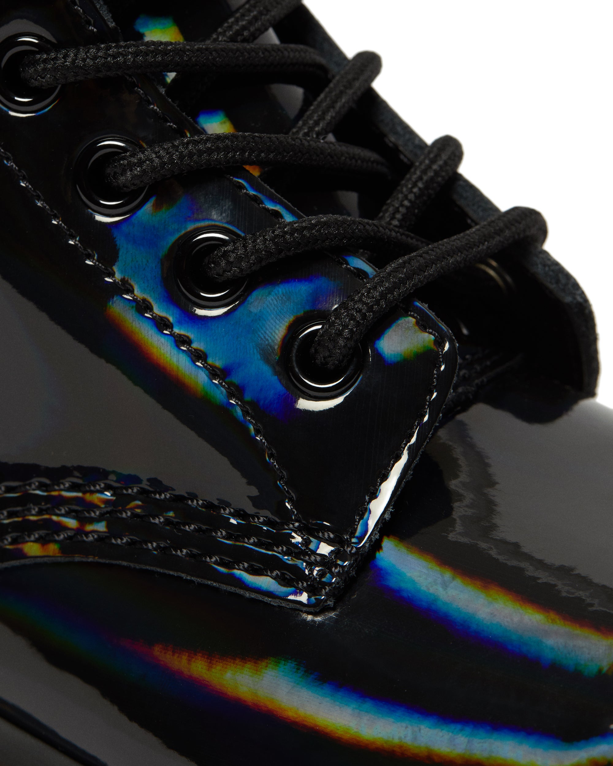 Dr. Martens 1460 Black Rainbow Patent Leather Boots with Yellow Stitch - Punk Fashion, Street Style & Everyday Wear for Men & Women