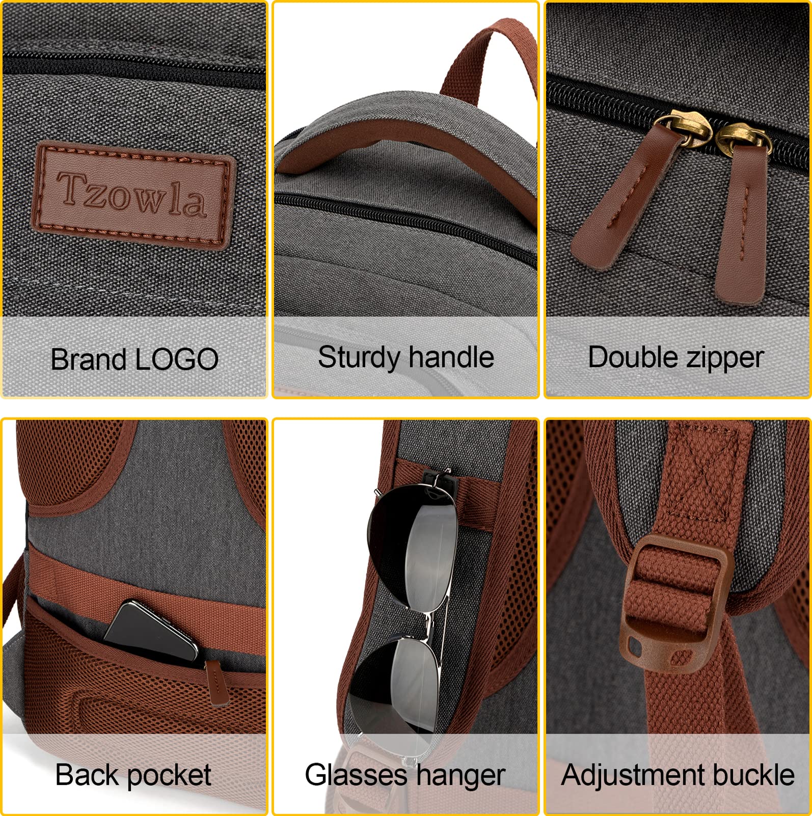 Tzowla 17.3 Inch Laptop Backpack for Men & Women - Waterproof Canvas Travel Backpack with USB Charging Port, School Bookbag & Work Rucksack - Perfect for College, Business Trips & Daily Commute