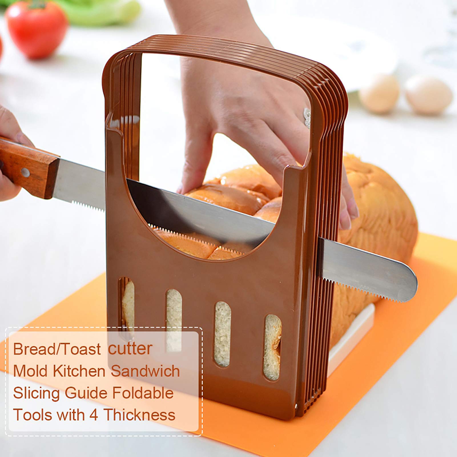 Foldable Bread Cutter for Toast & Sandwiches - Adjustable 4 Thickness Slicing Tool - Perfect for Kitchen, Breakfast & Meal Prep