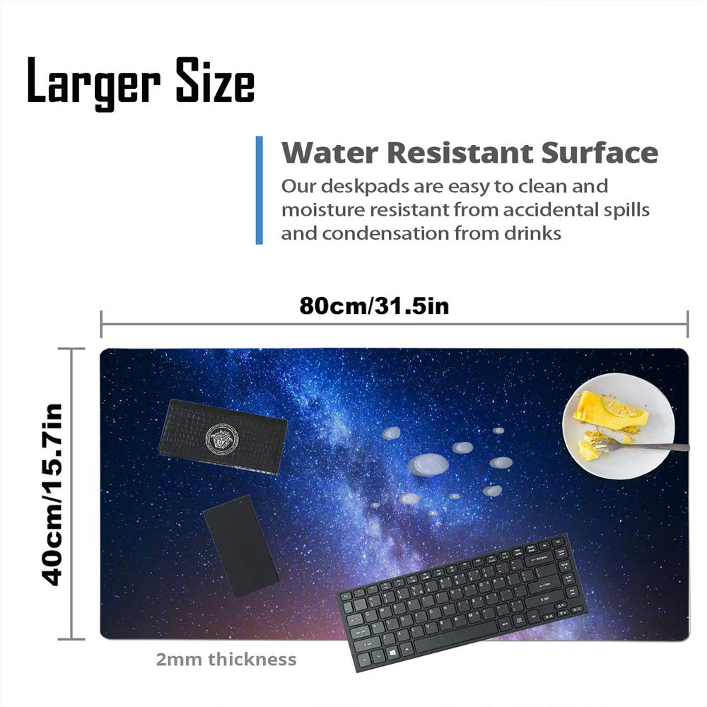 QIYI Galaxy PU Leather Desk Pad - Waterproof Computer Desk Mat & Non-Slip Keyboard Mouse Pad for Home & Office, Large Size 31.5