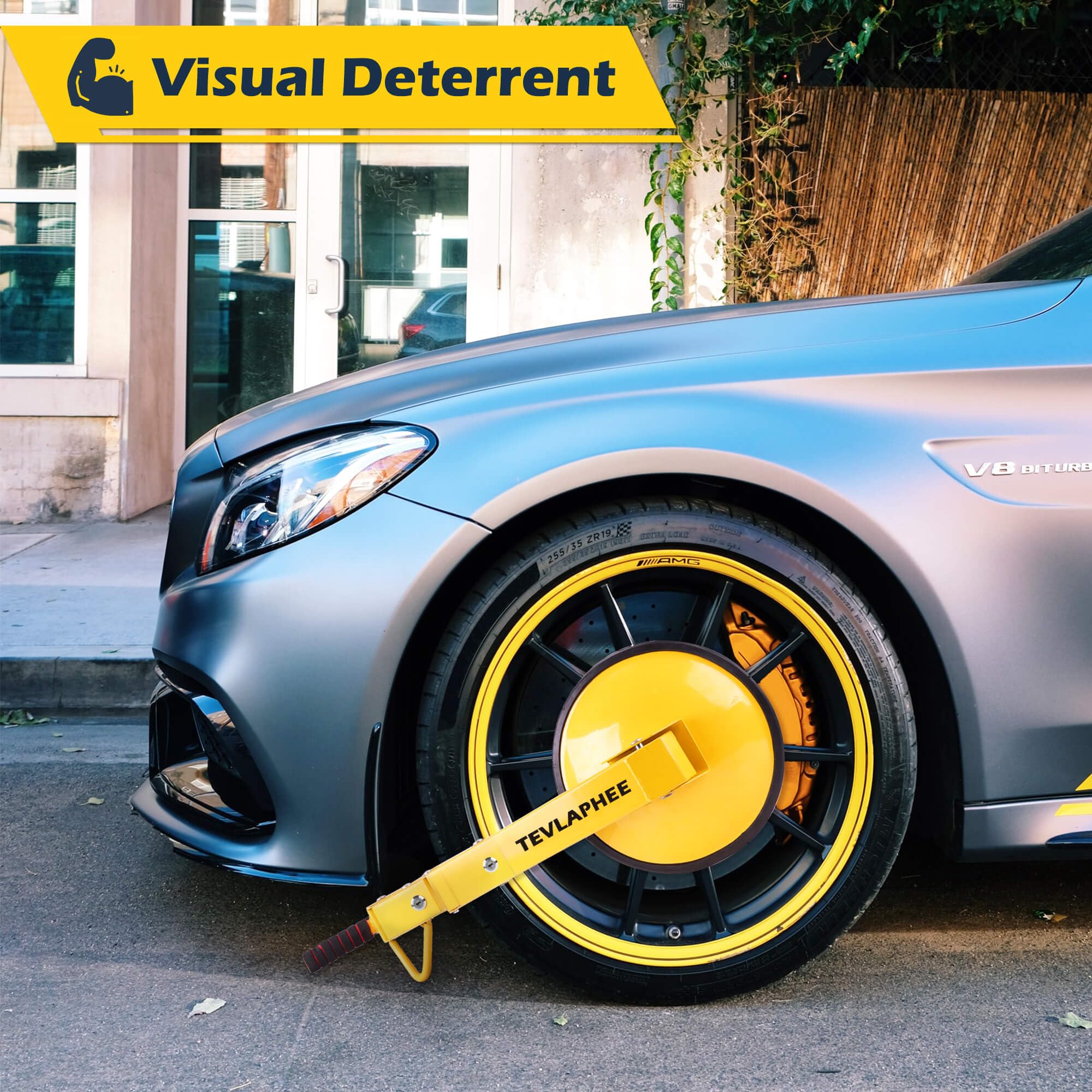 Upgraded Tevlaphee Wheel Lock - Anti-Theft Parking Boot for Cars, Trucks, SUVs & Trailers with Adjustable Dual Lock & Lug Nut Cover - Perfect for Secure Parking, Road Trips & Vehicle Storage
