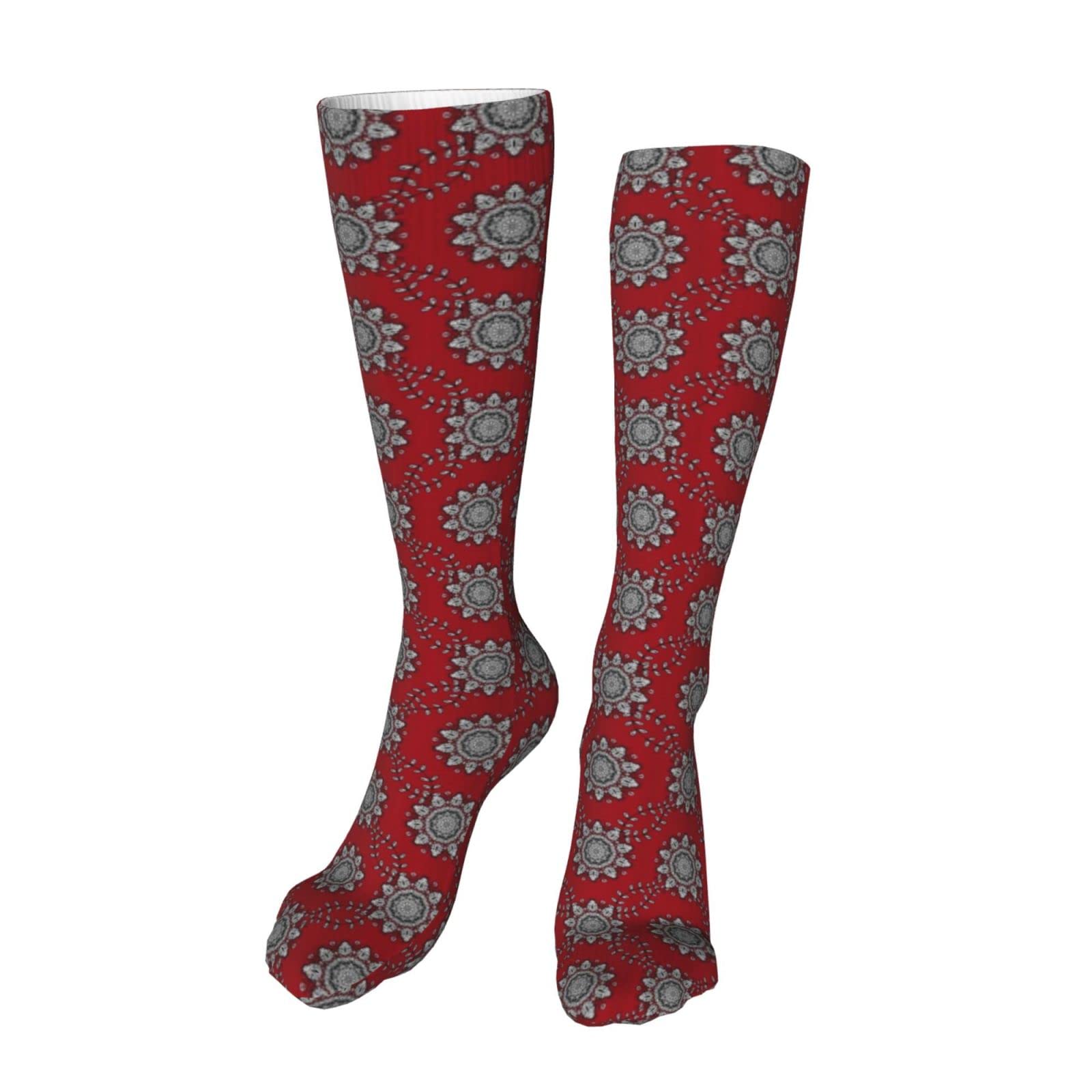 Women's Knee High Socks with Wolf & Lightning Design - Men's Athletic Tube Socks for Running, Hiking & Sports - Trendy Crew Socks for Outdoor Activities & Casual Wear