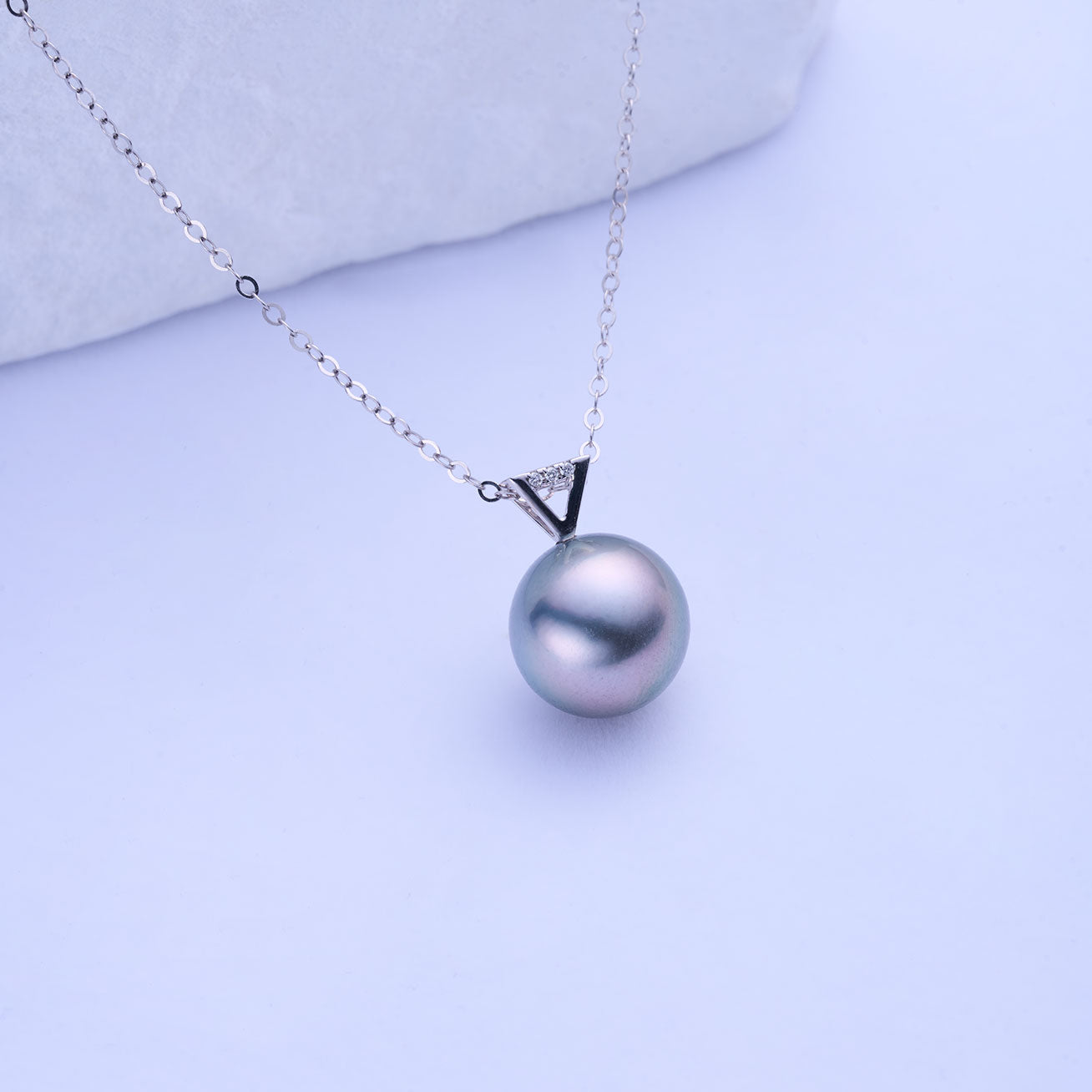 18K Solid Gold Diamond Tahitian Pearl Necklace KN00285 - Luxury Pearl Jewelry for Women, Elegant Gift for Wedding, Anniversary & Special Occasions